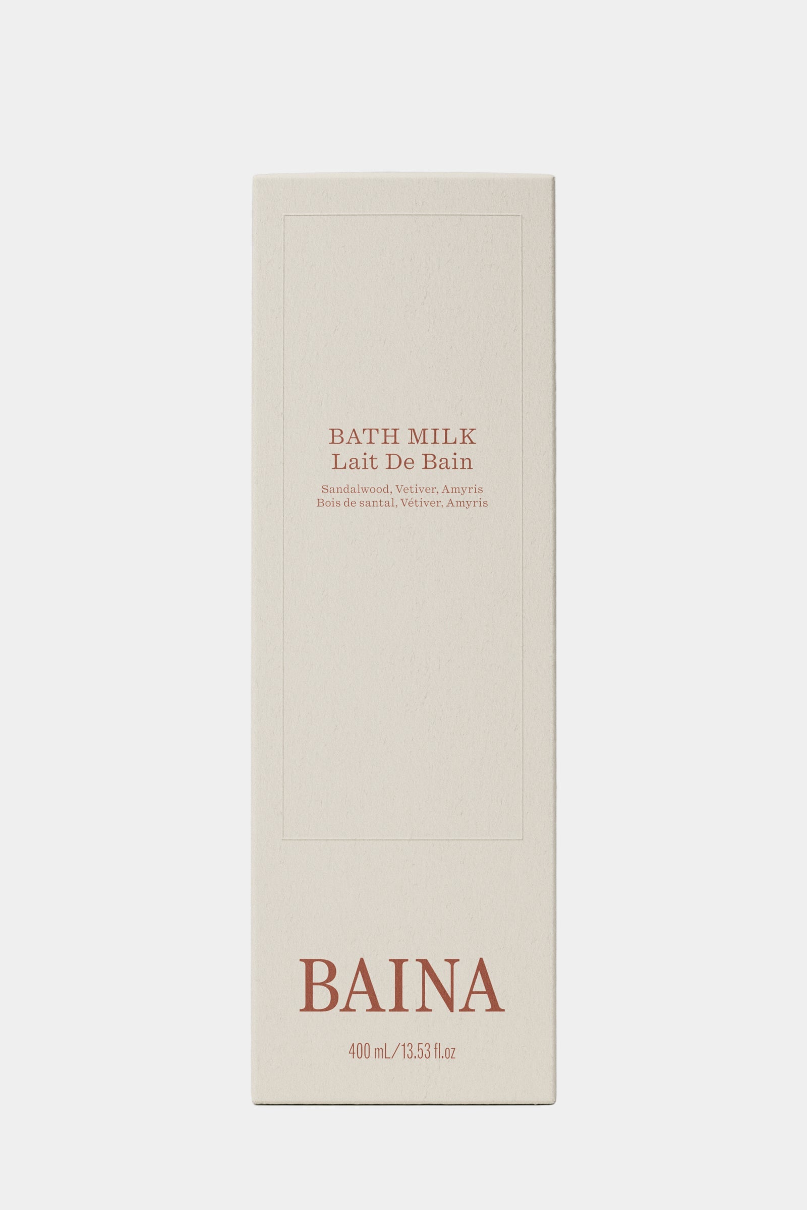 Baina bath milk packaging on a gray background