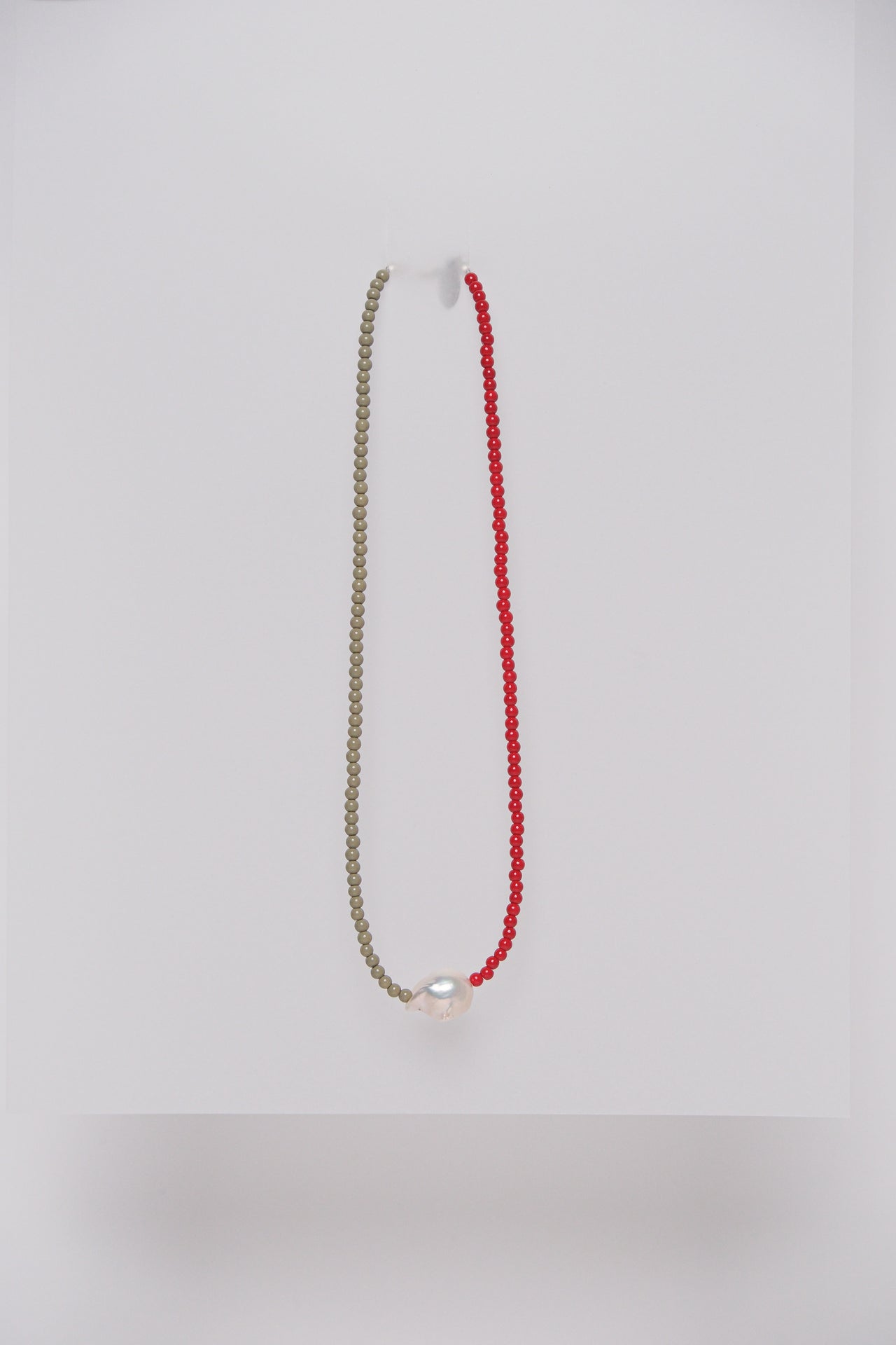 No. 14 Necklace - Red/Sage