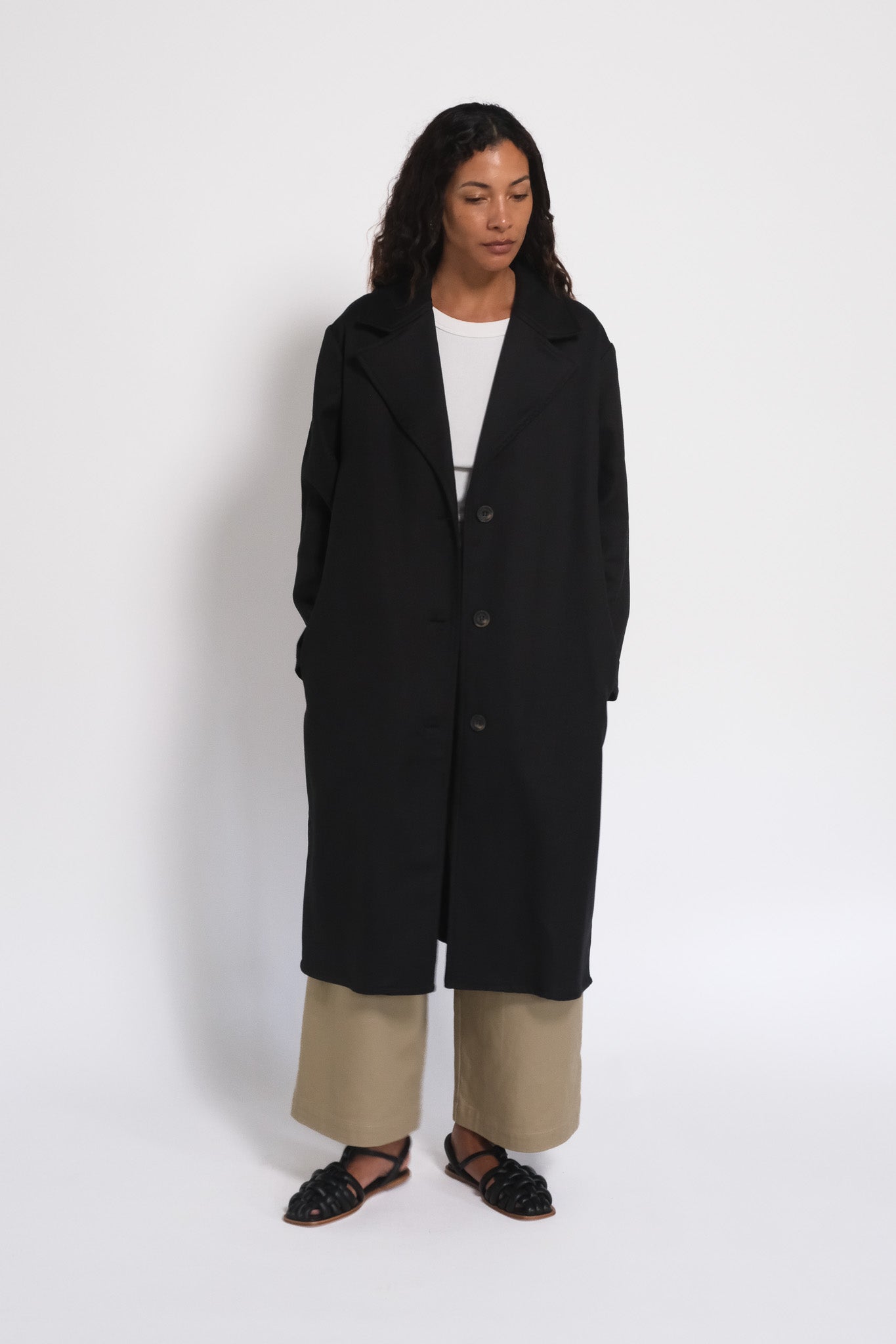No. 50 Cotton Overcoat - Black