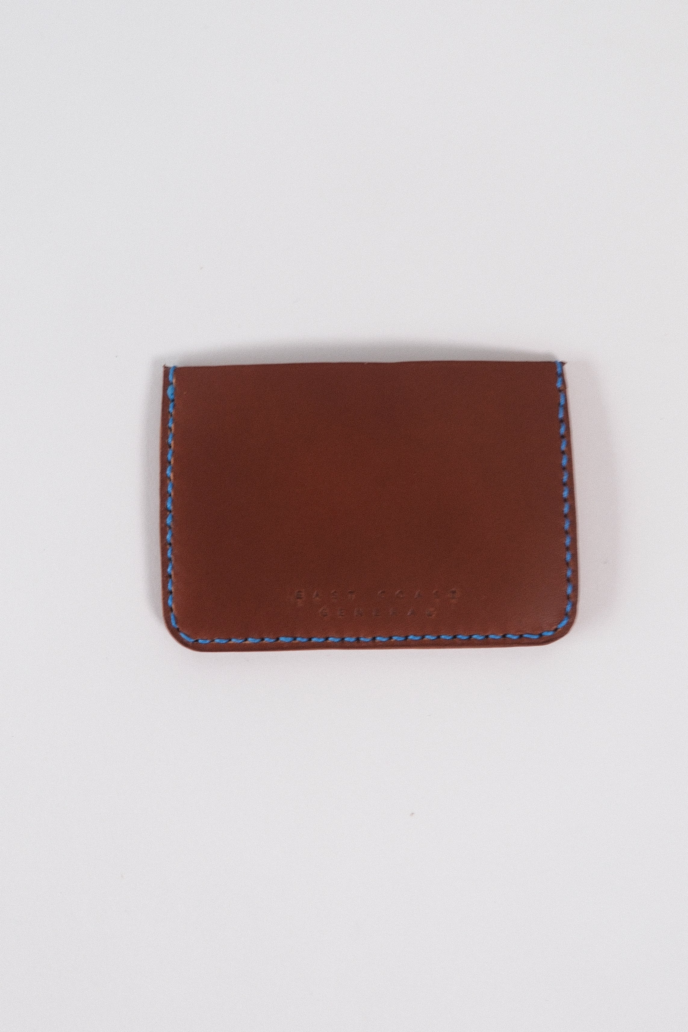 Leather Card Holder - Choc/Blue