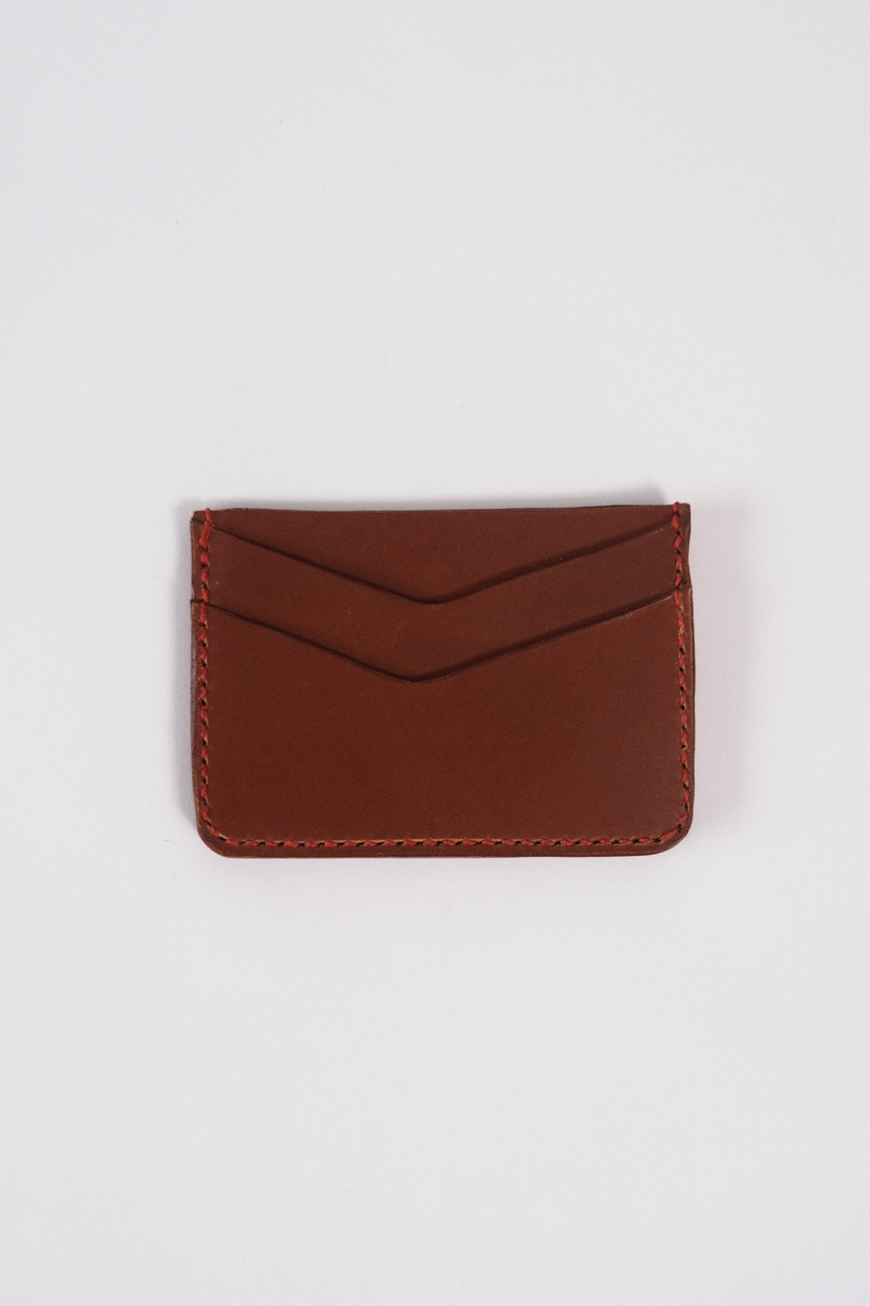 Leather Card Holder - Choc/Red