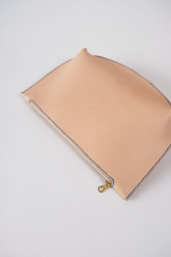 Leather Pouch - Natural/blue