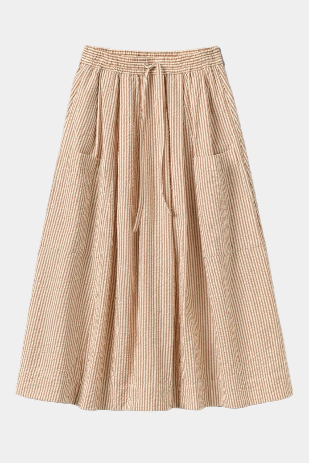 Beige checkered skirt on a light gray background