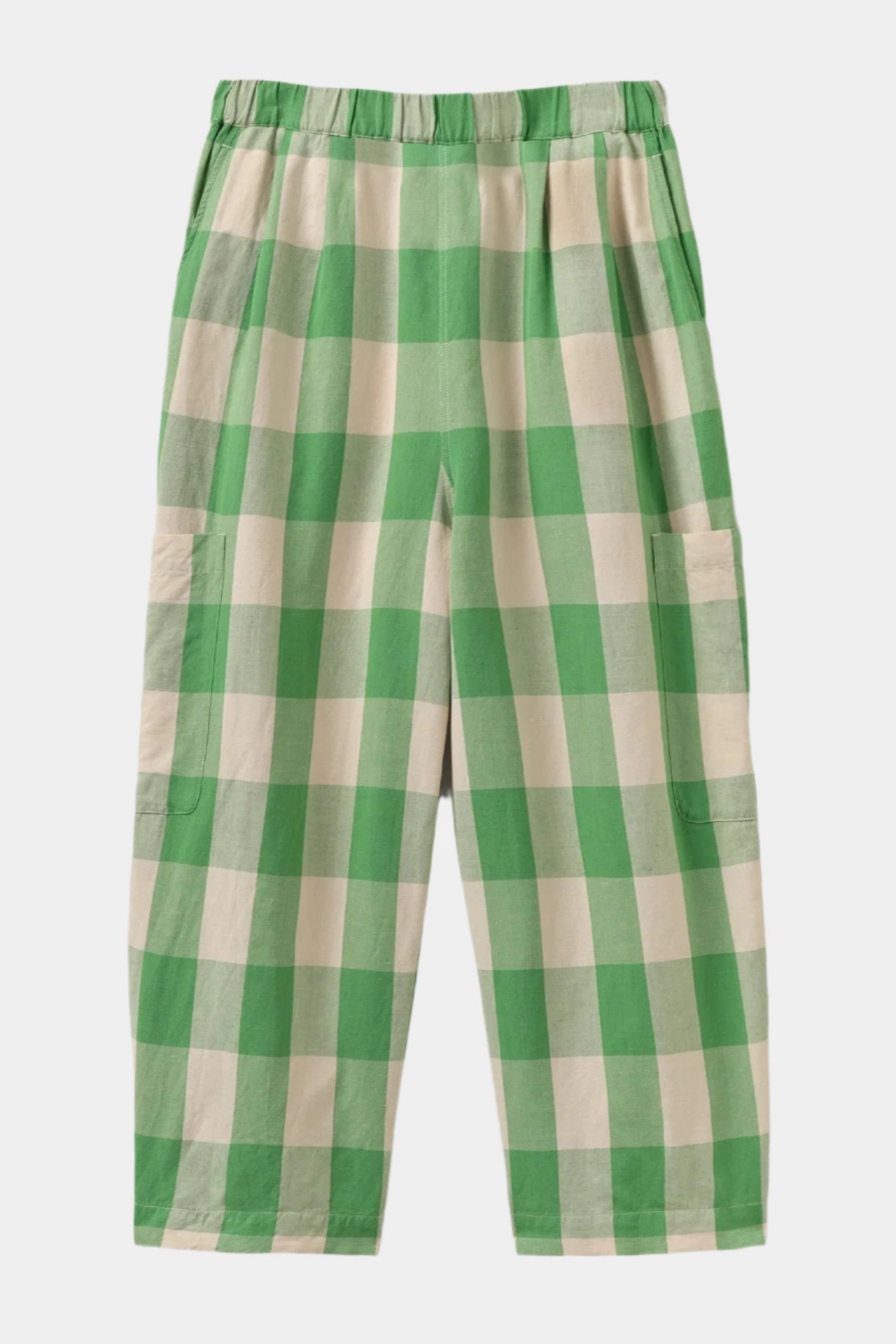 Gingham linen cotton trousers
