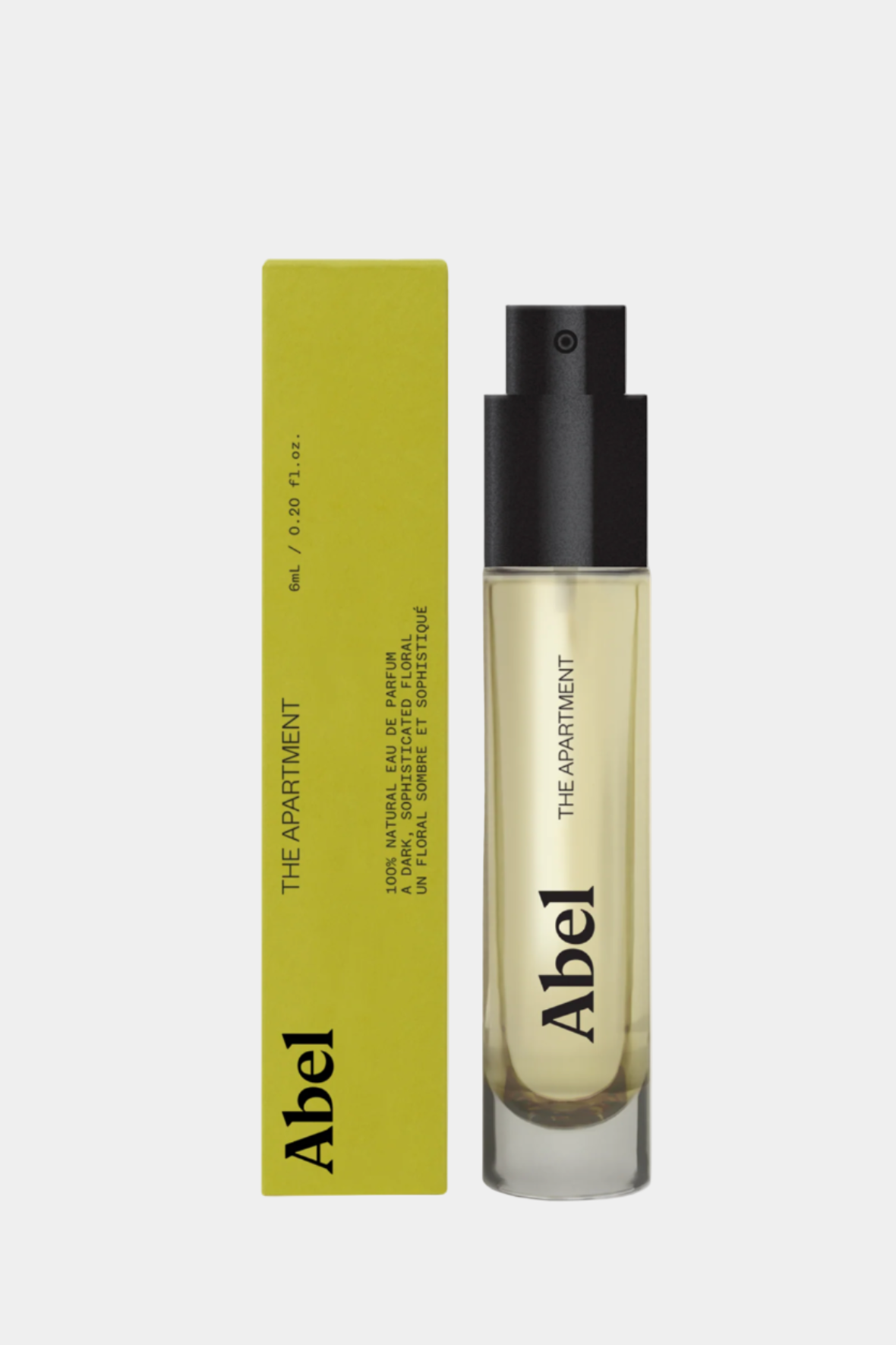 Abel perfume bottle and packaging on a white background