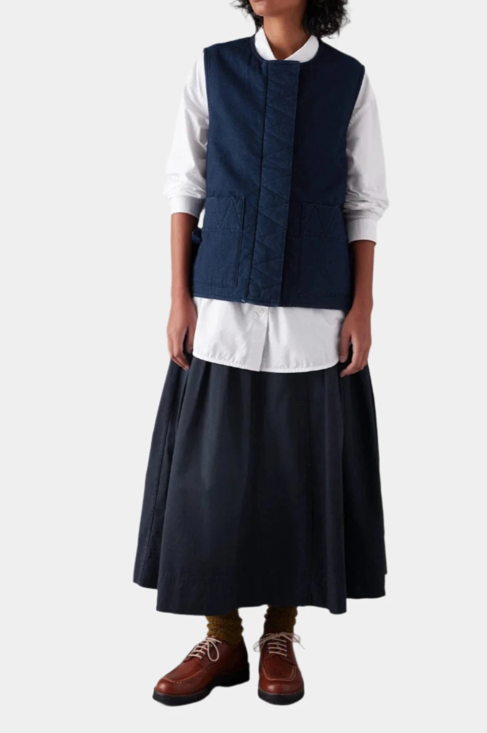 Indigo Twill Side Tie Vest