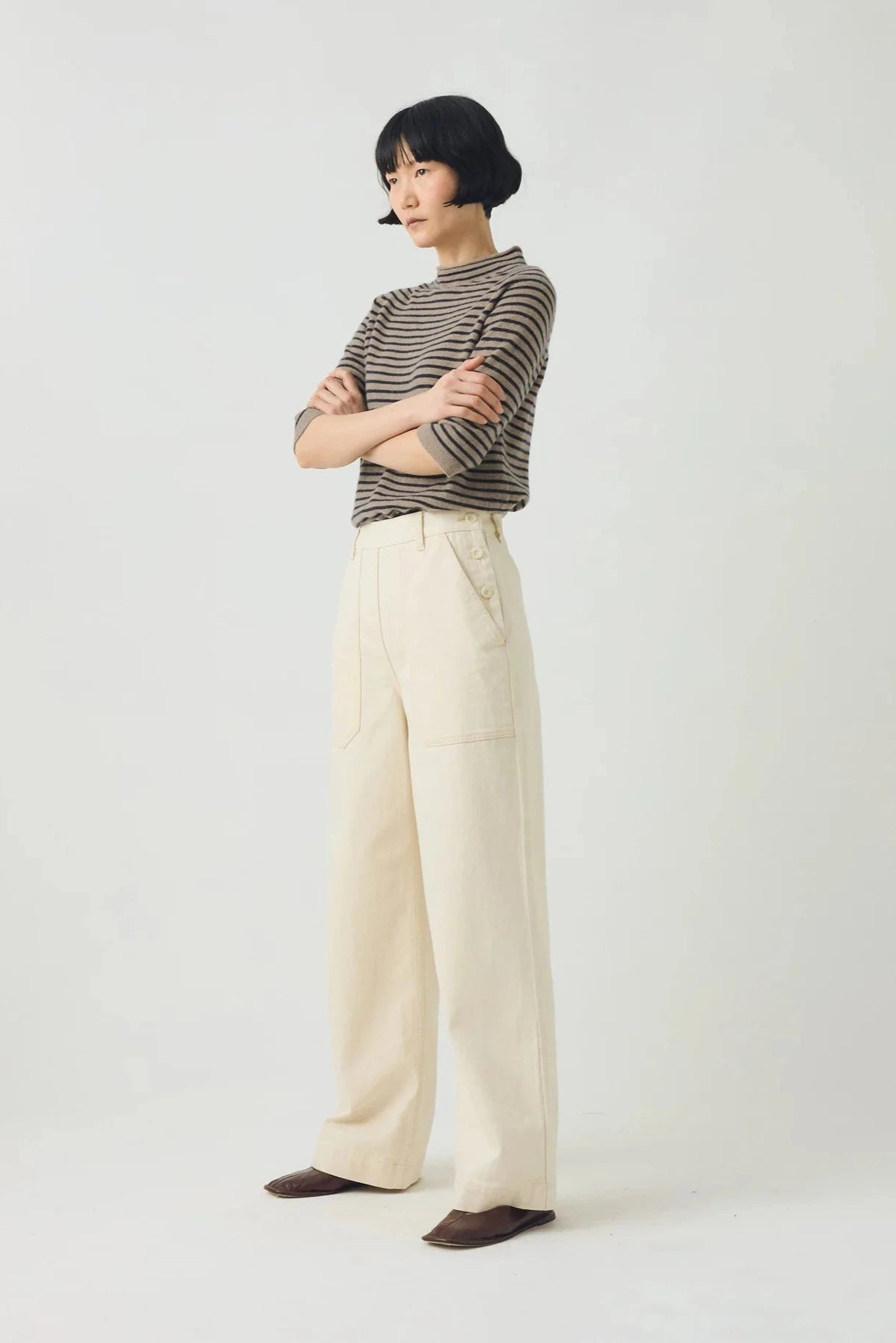 Beige pants on a white background