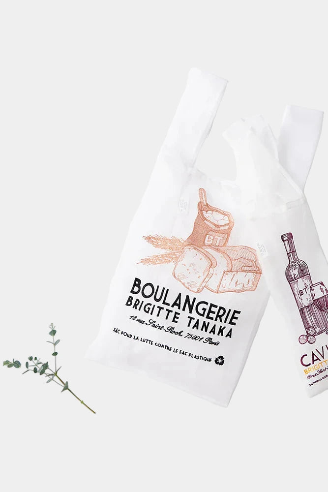 organza bag with boulangerie embroidered and bread illustration