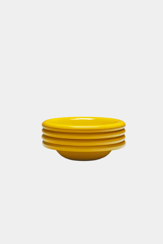 stack of softedge mustart side bowls on white background