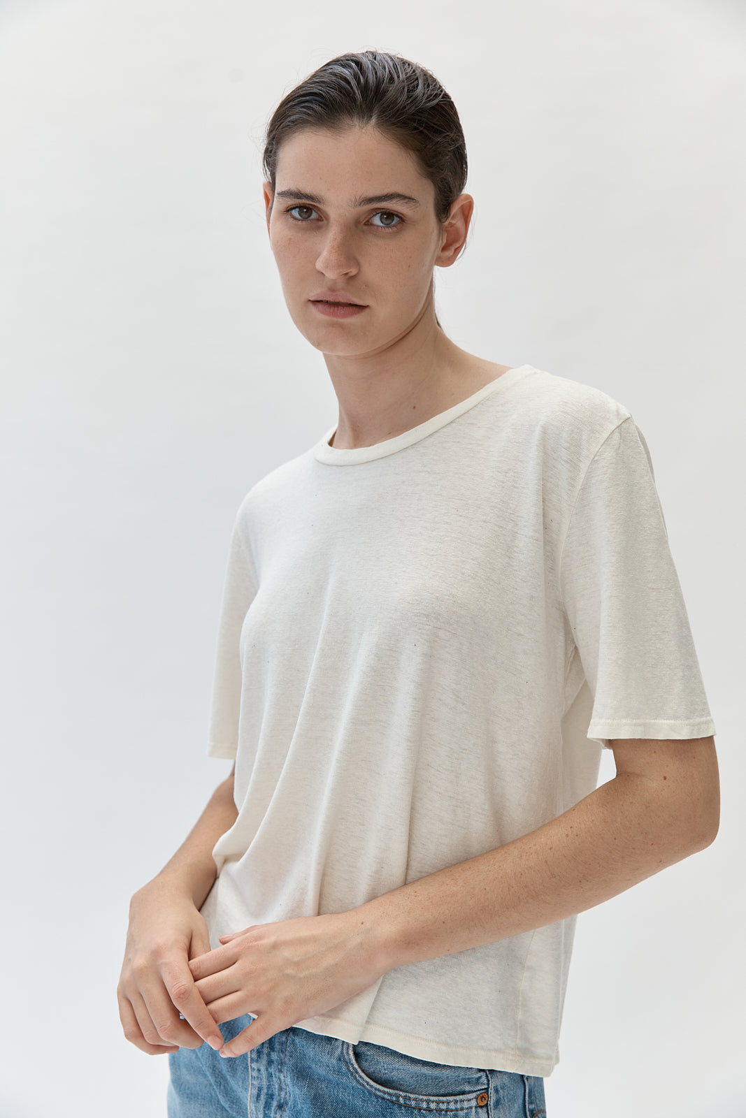 Silverlake cropped tee - Washed White - east coast general