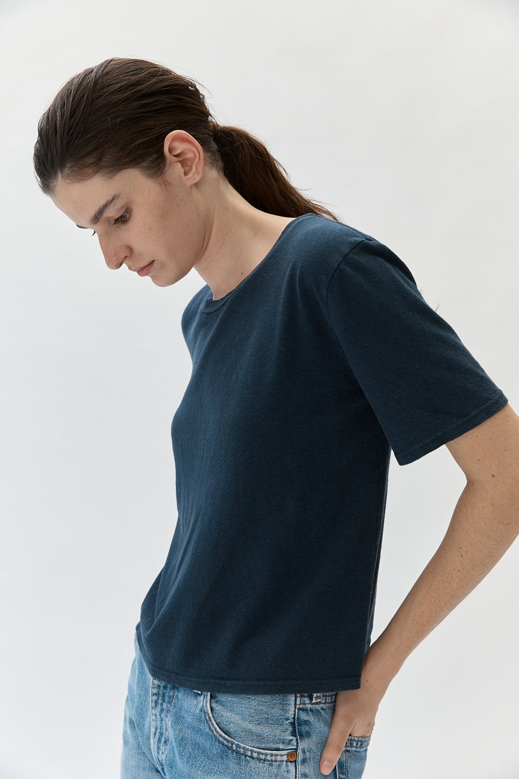 Silverlake cropped tee - Navy - east coast general