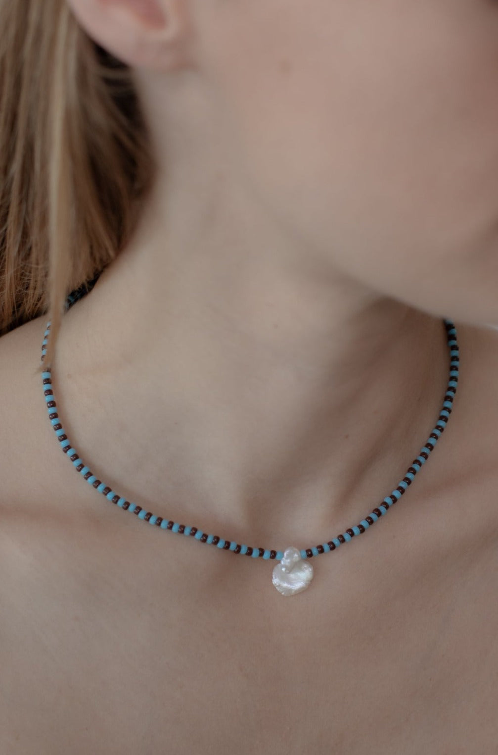 No.11 Necklace - Blue/chocolate