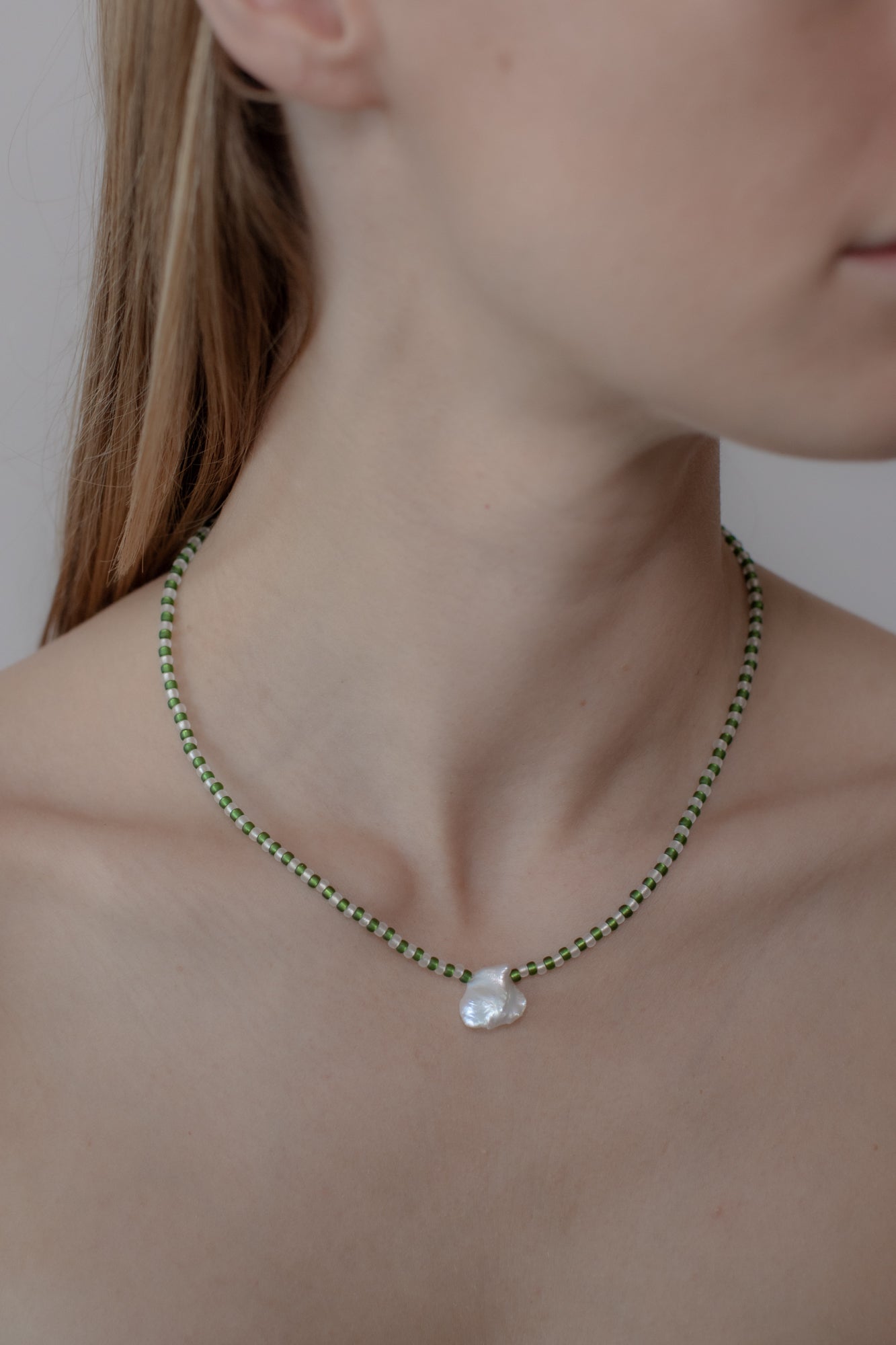 No.11 Necklace - Green/white