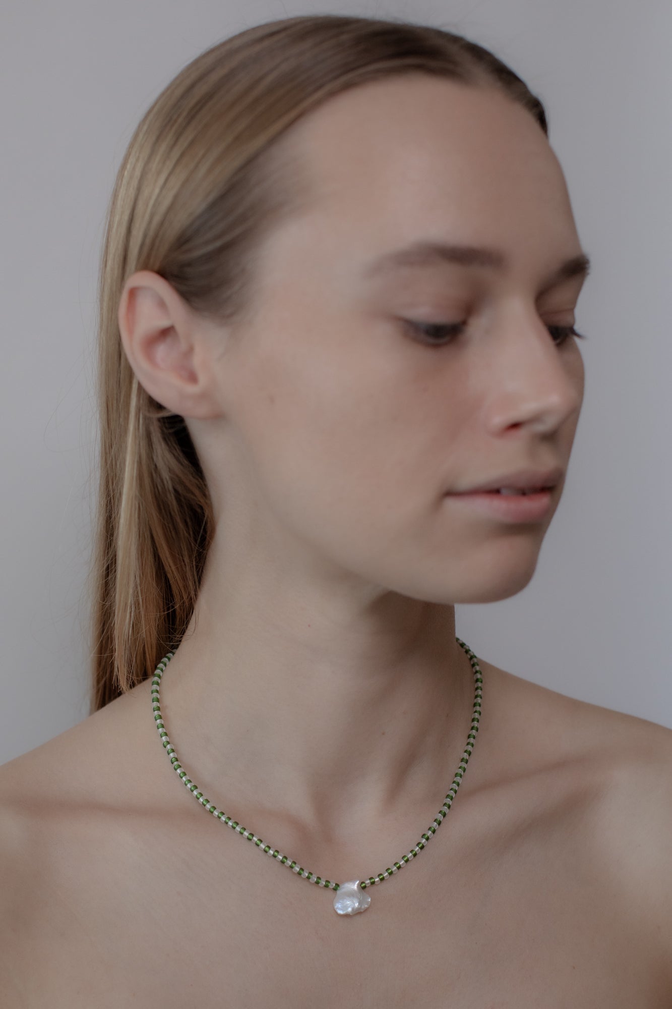 No.11 Necklace - Green/white