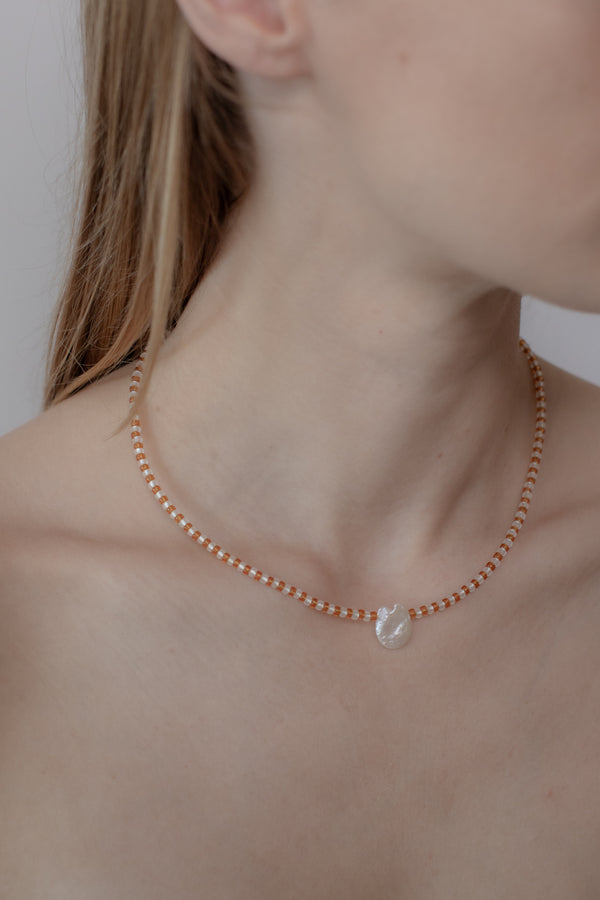 No.11 Necklace - Amber/white