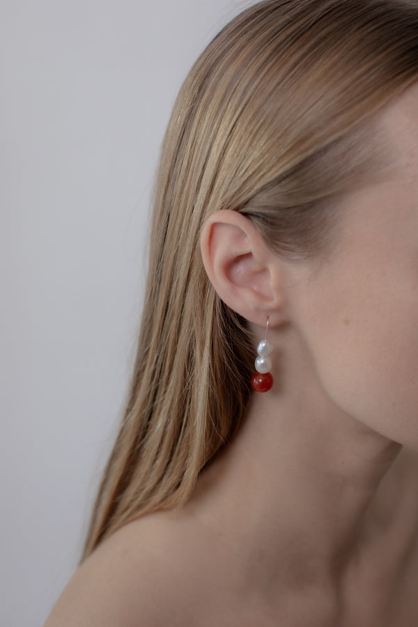 No. 31 Earrings - Red Agate