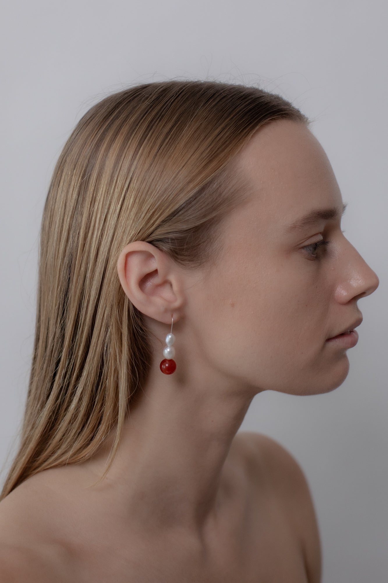 No. 31 Earrings - Red Agate