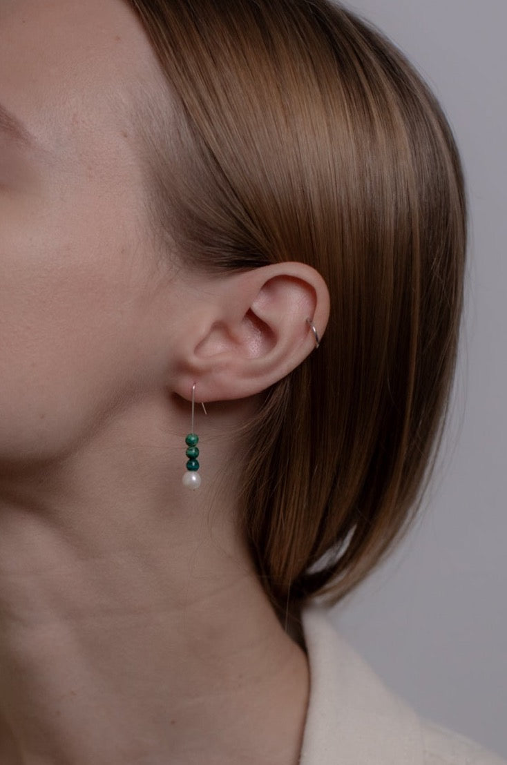 No.61 Earrings - Green Jasper