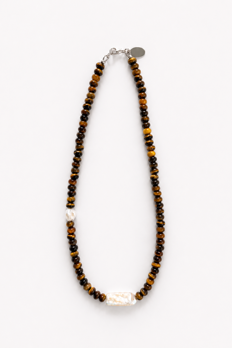 No. 65 necklace in tiger eyes and fresh water pearls - East Coast General