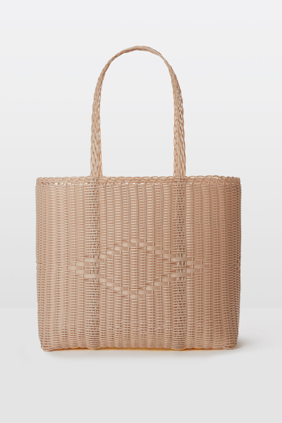 Palorosa Basket Medium woven tote bag in Powder soft blush pink front view