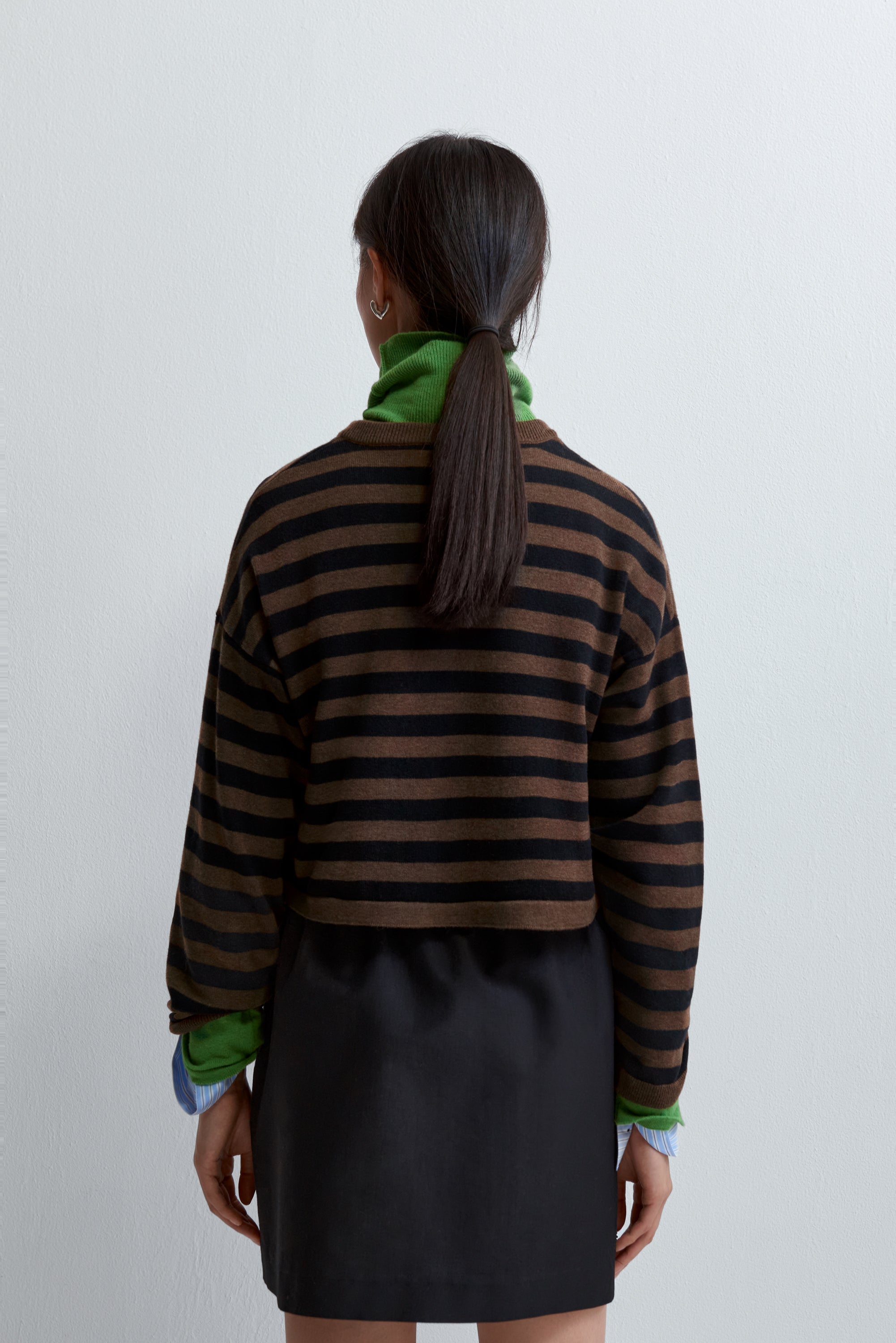 Merino wool striped cardigan