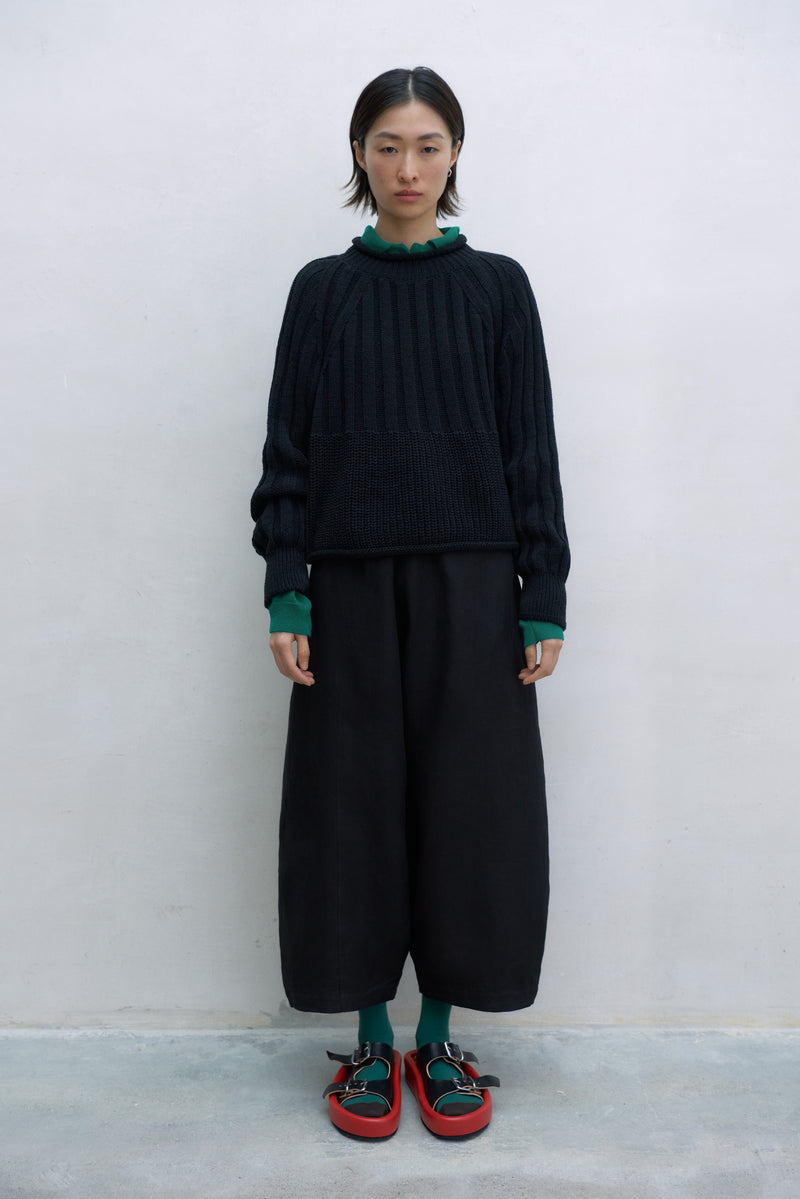 RIBBED COTTON SWEATER BLACK