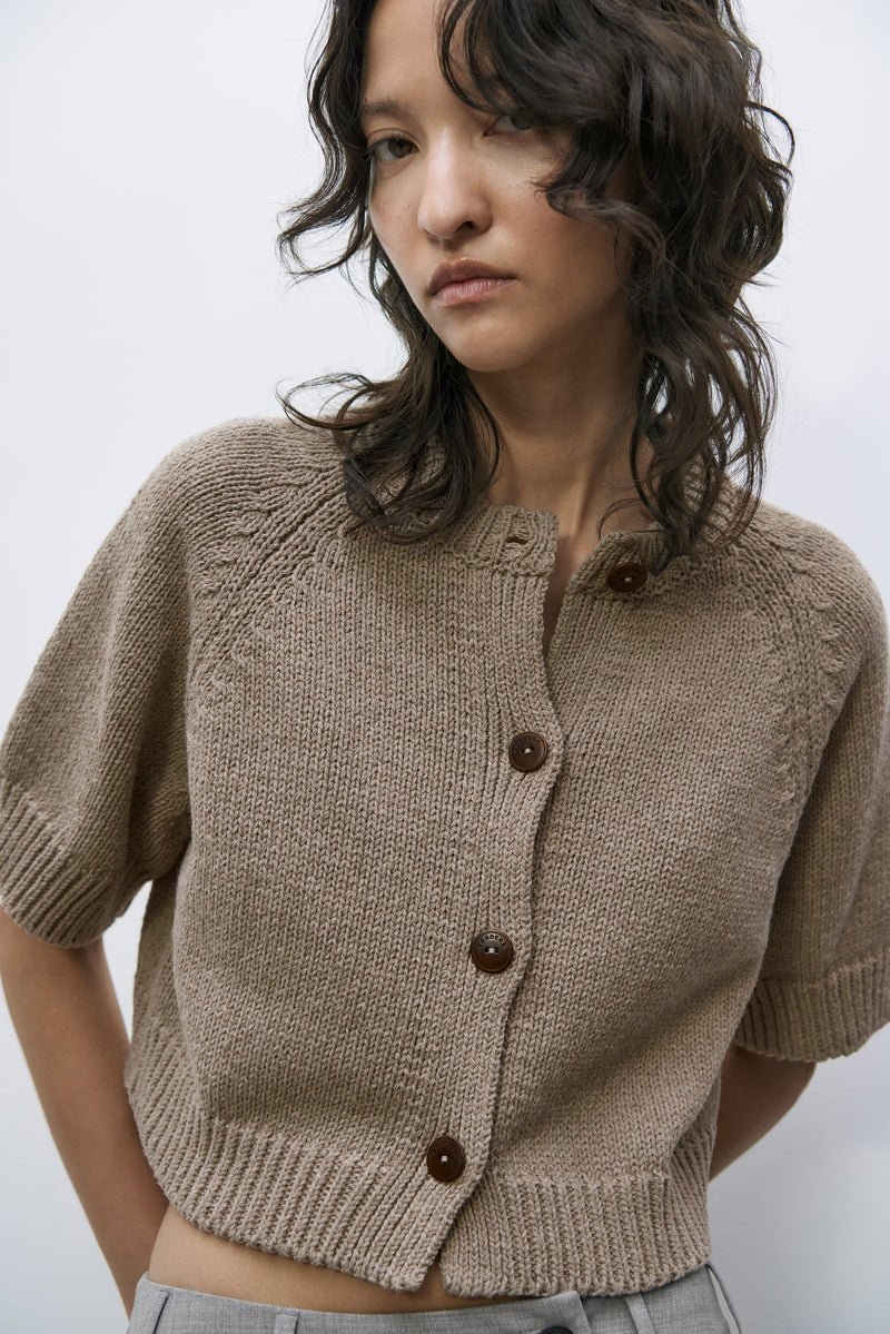 Cotton buttoned top - taupe - cordera