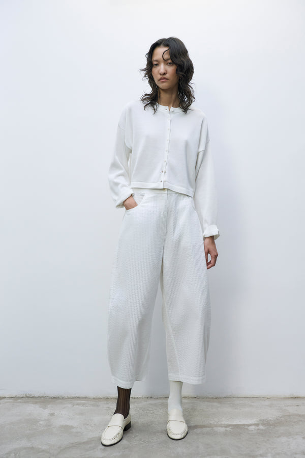 Cotton cropped cardigan - White