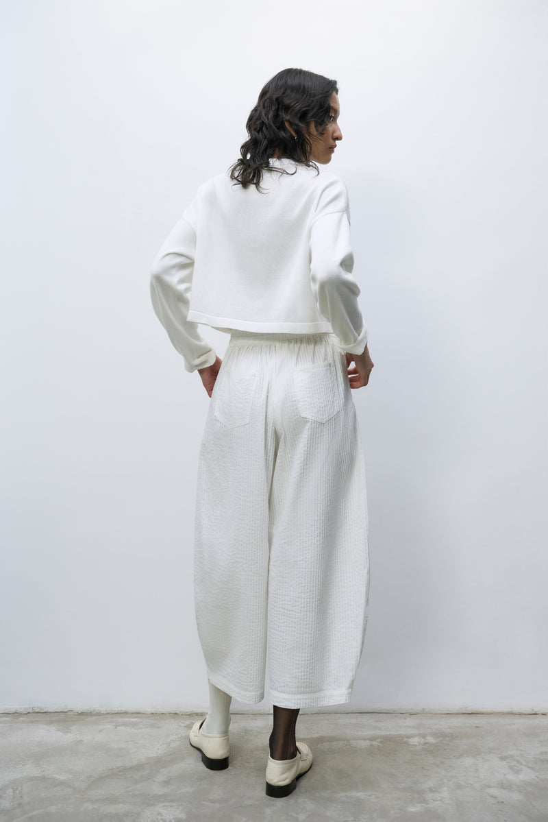 Cotton cropped cardigan - White