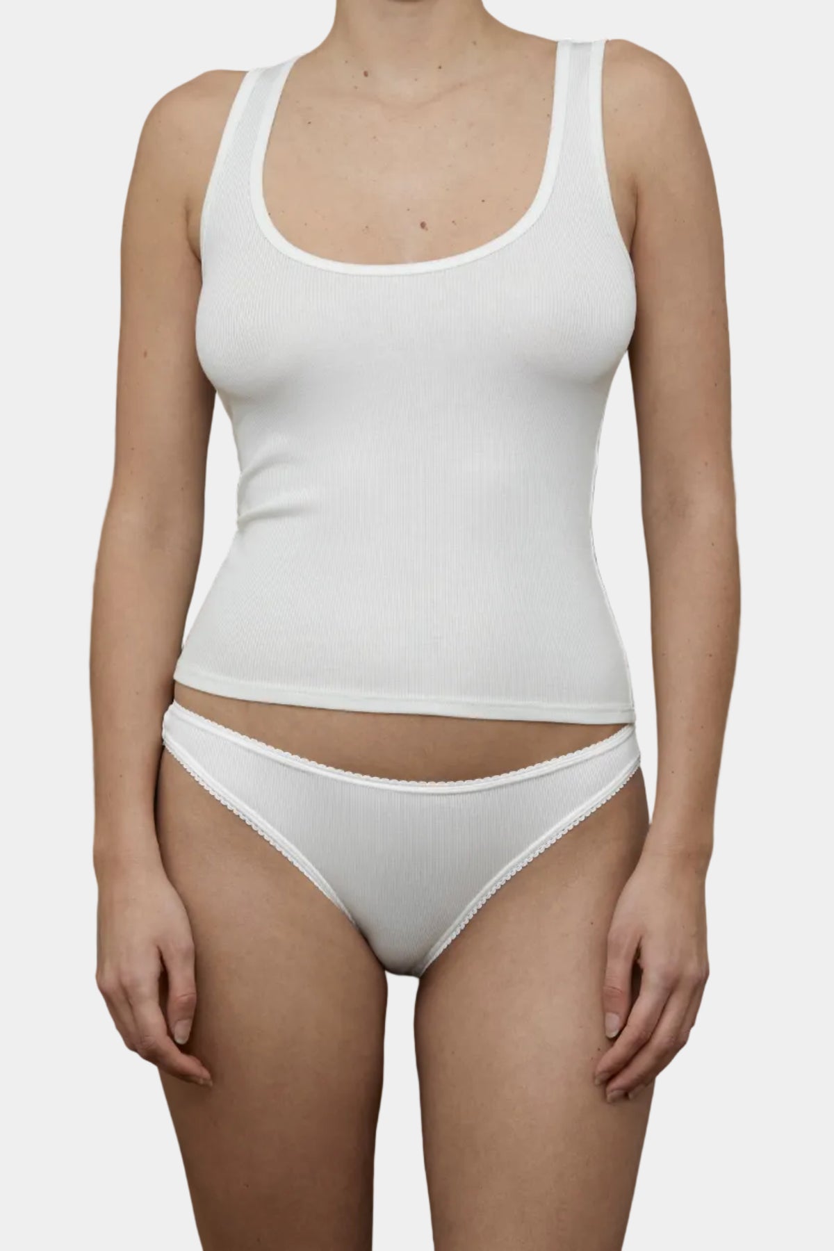 KYE Intimates Ribbed Racerback Tank in Ivory bamboo jersey - East Coast General
