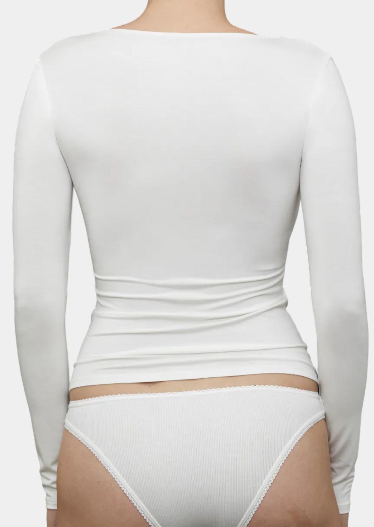 Kye Intimates Half Zip in Natural viewed from the back - East Coast General