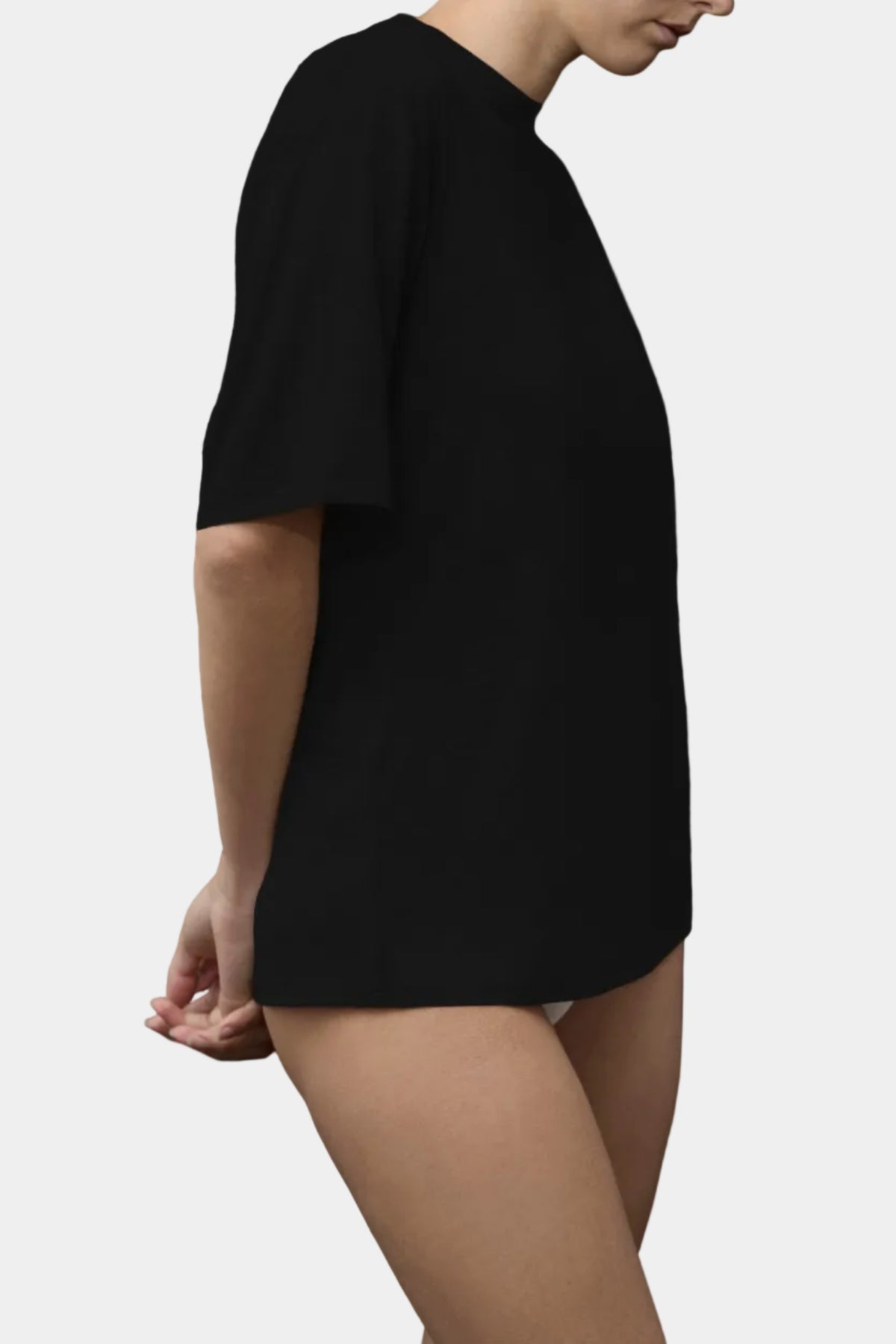 KYE Intimates Relaxed Tee in Dove grey bamboo jersey, viewed from the side - East Coast General