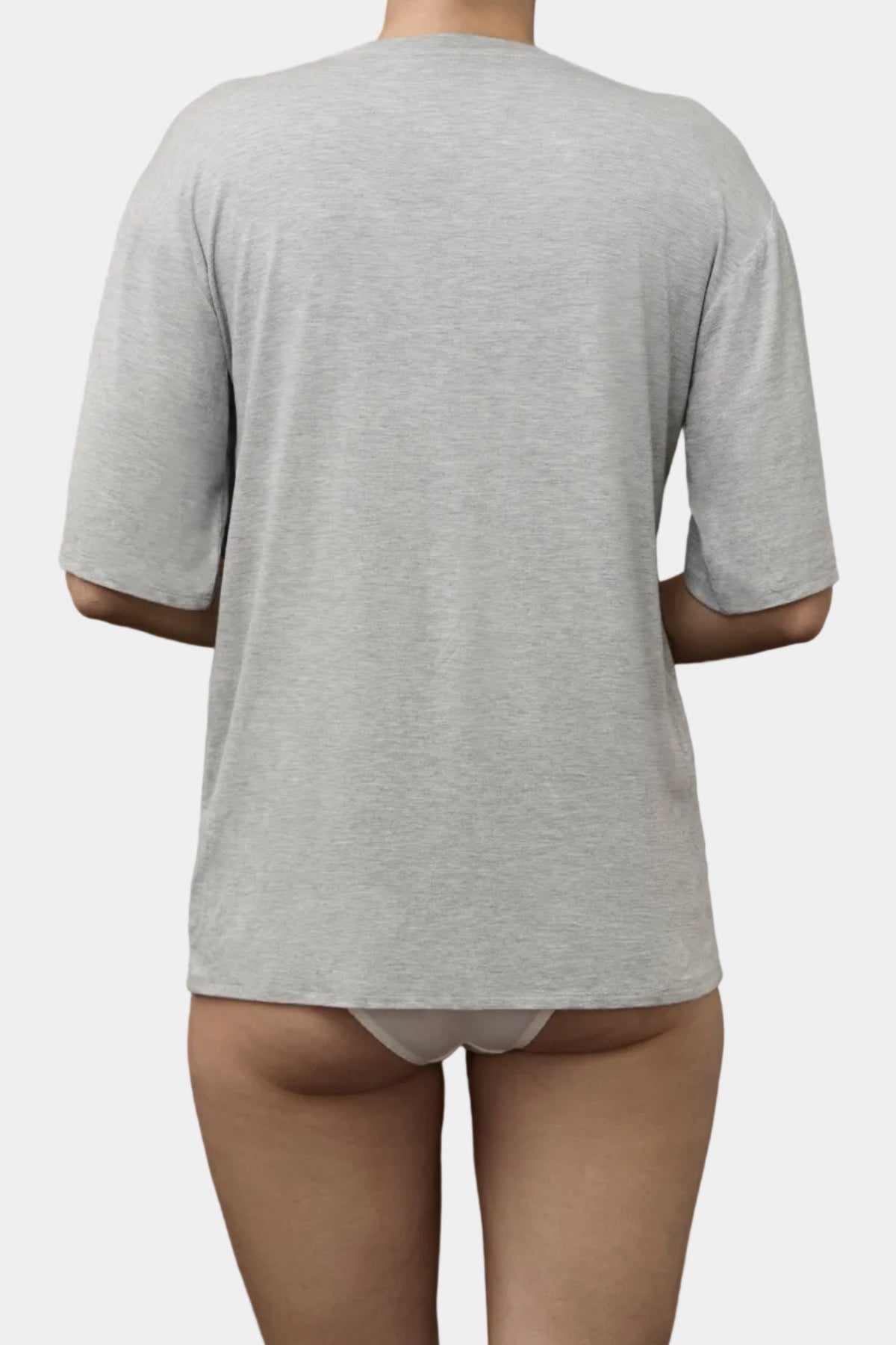 KYE Intimates Relaxed Tee in Dove grey bamboo jersey viewed from the back - East Coast General