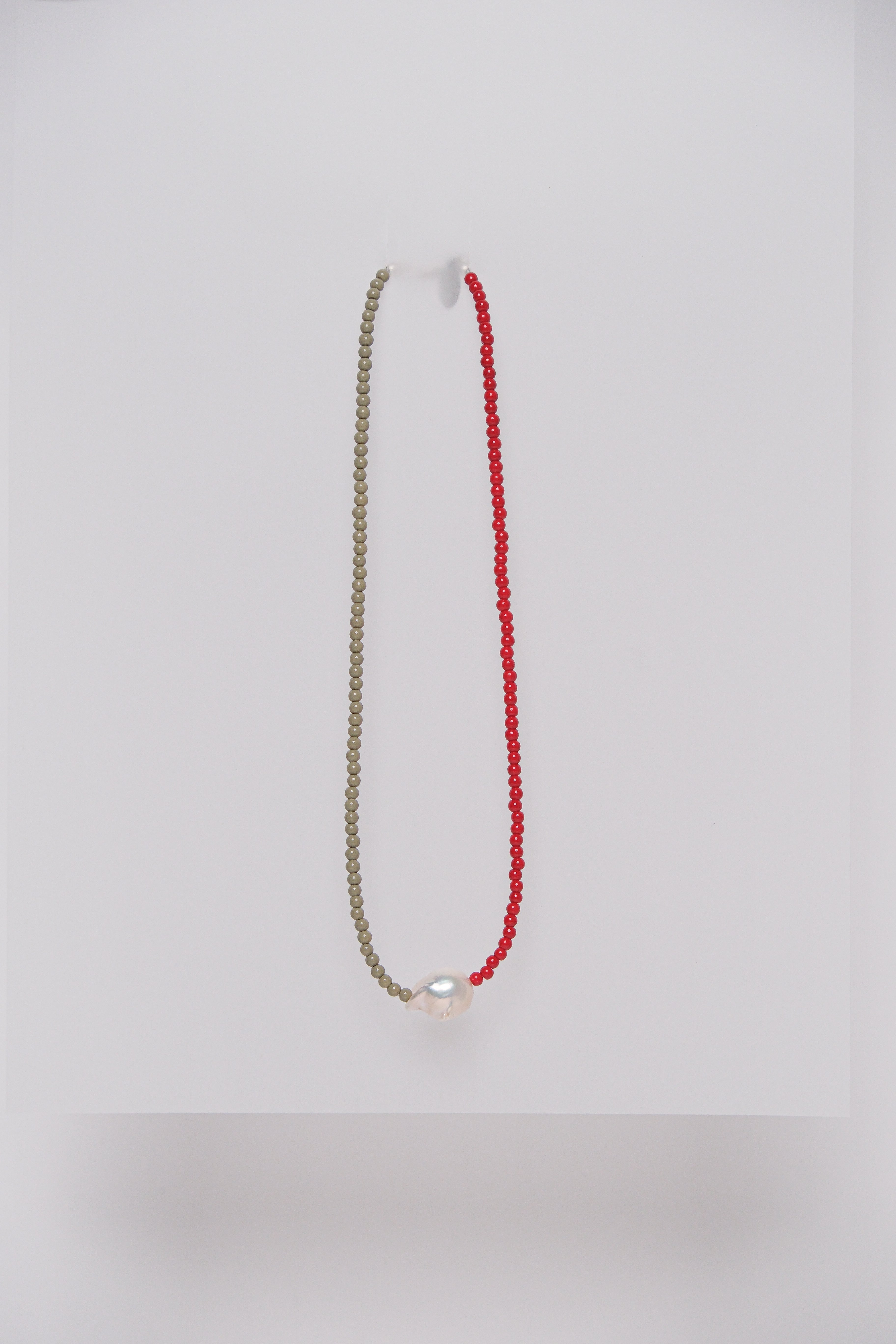 No. 14 Necklace - Red/Sage