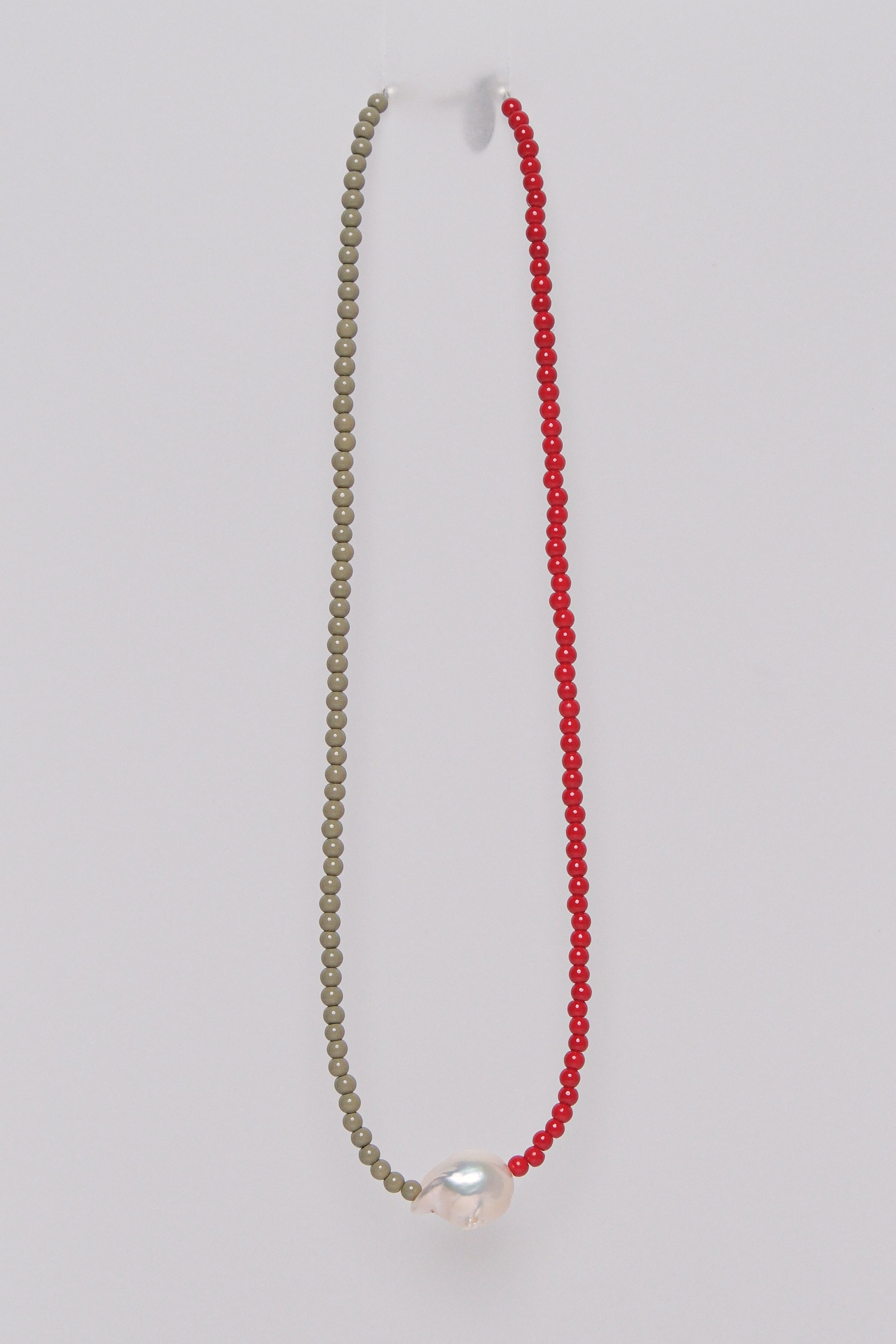 No. 14 Necklace - Red/Sage