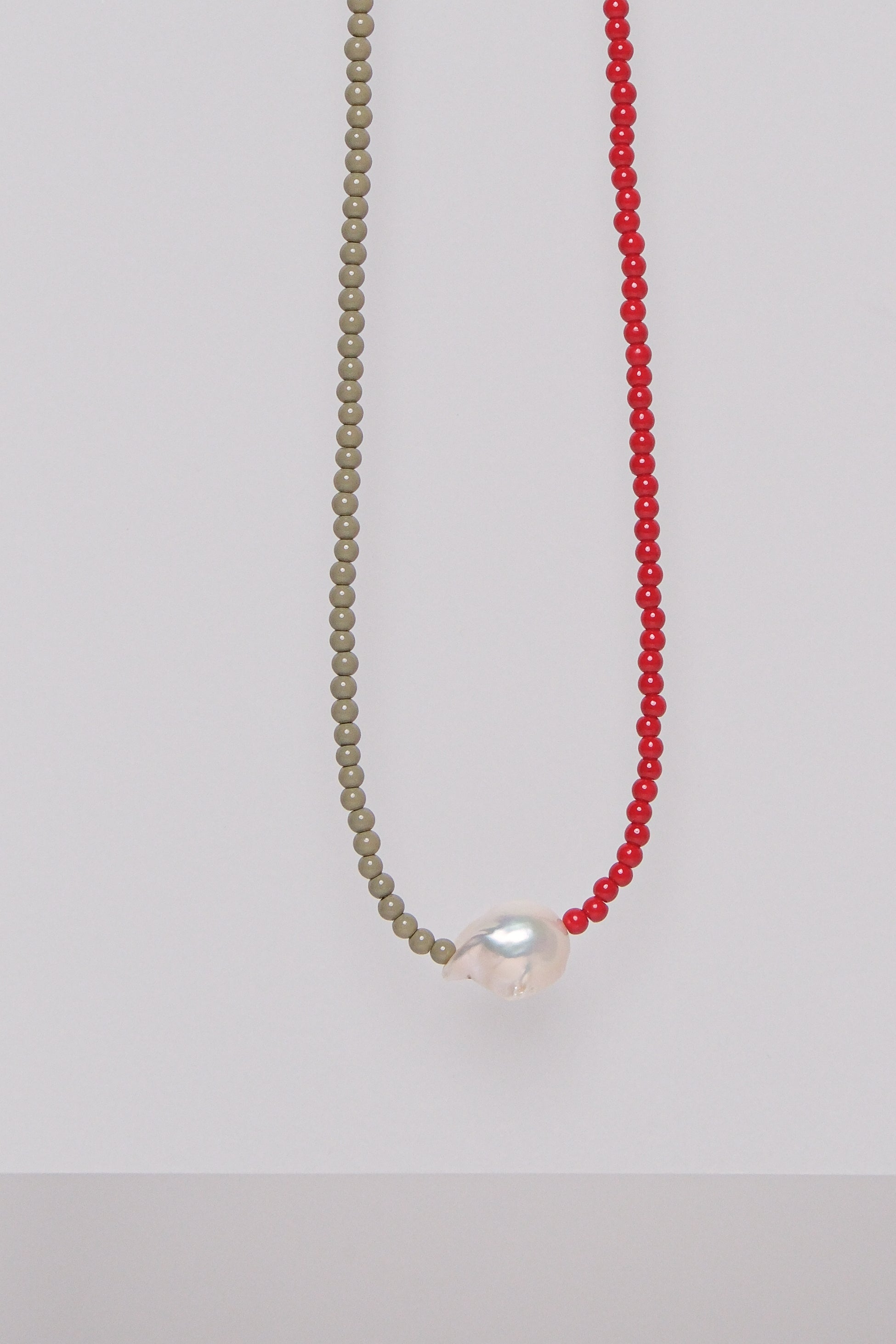 No. 14 Necklace - Red/Sage