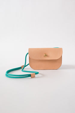Cross Body Pouch - Natural/Teal
