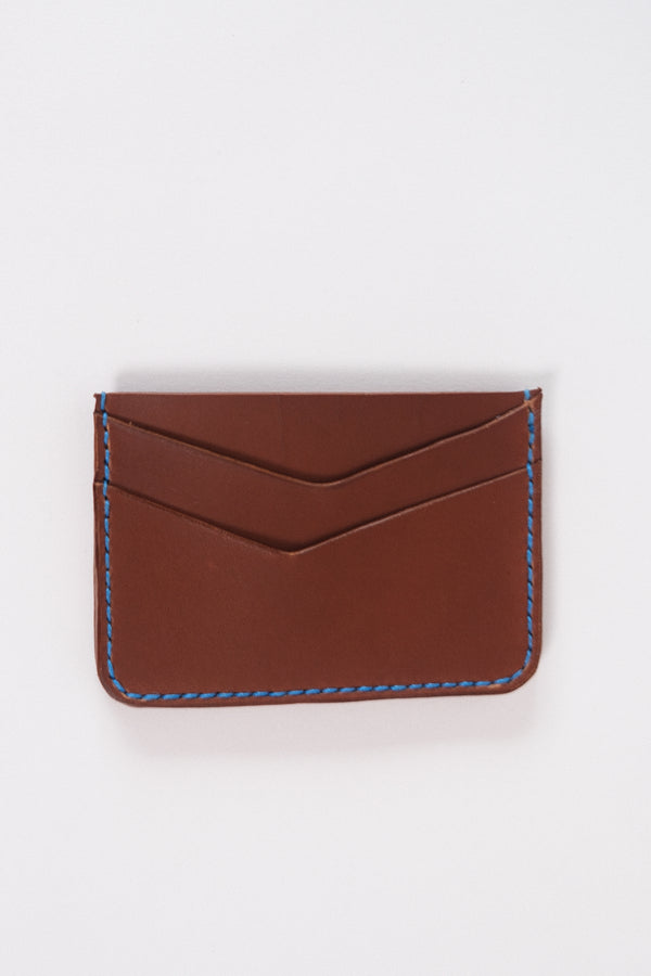 Leather Card Holder - Choc/Blue