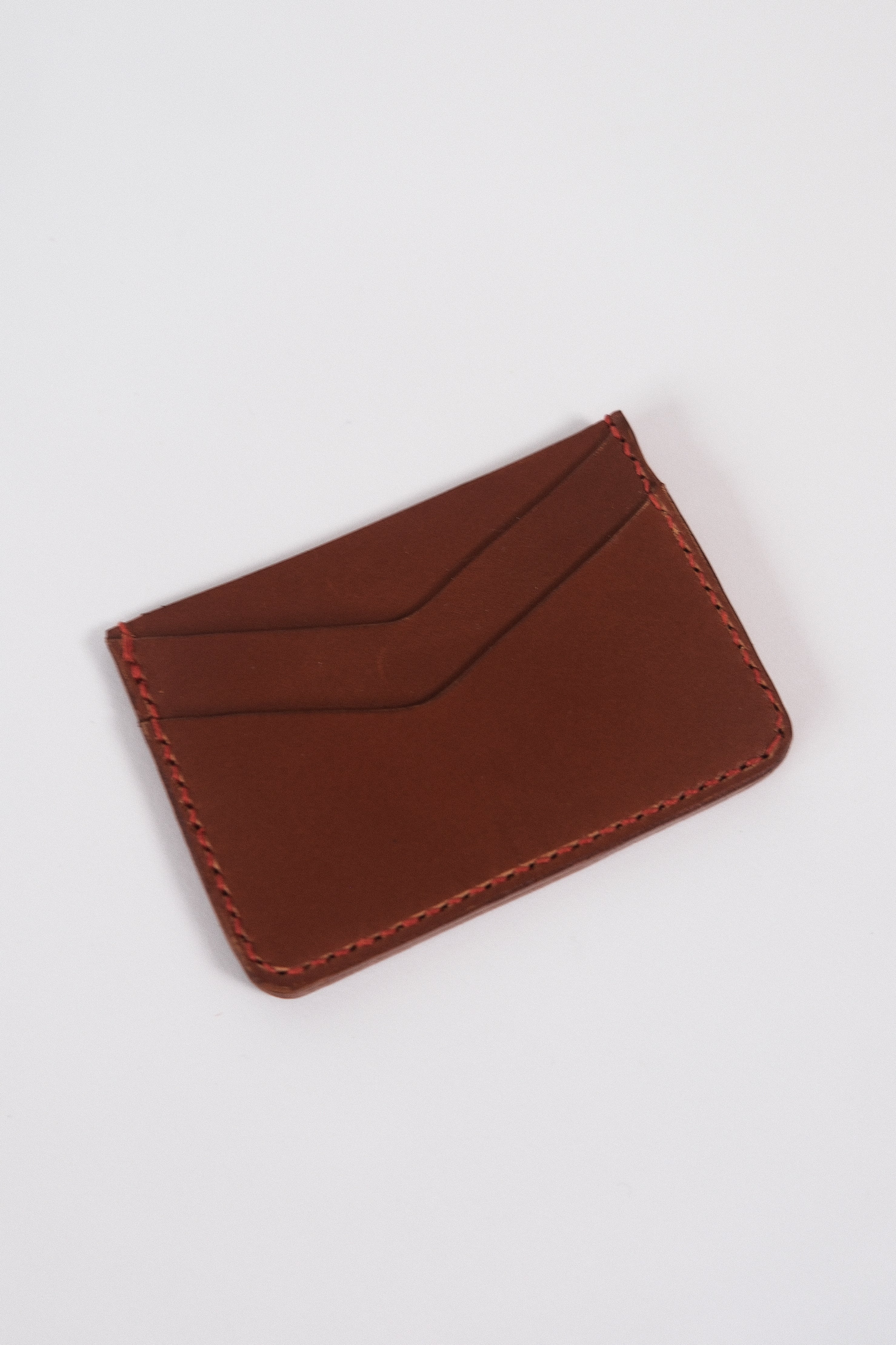 Leather Card Holder - Choc/Red