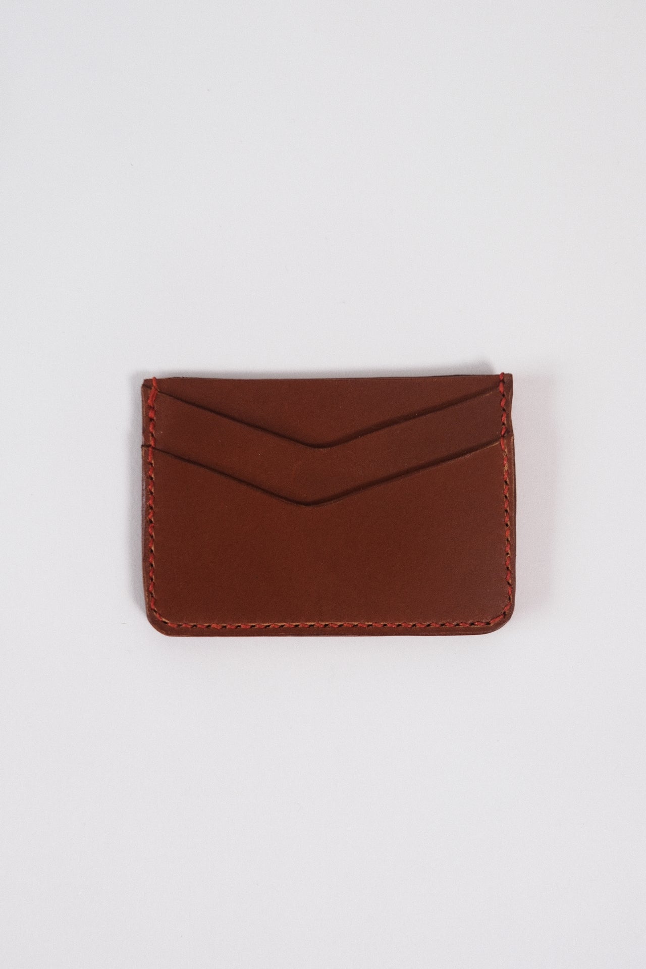 Leather Card Holder - Choc/Red