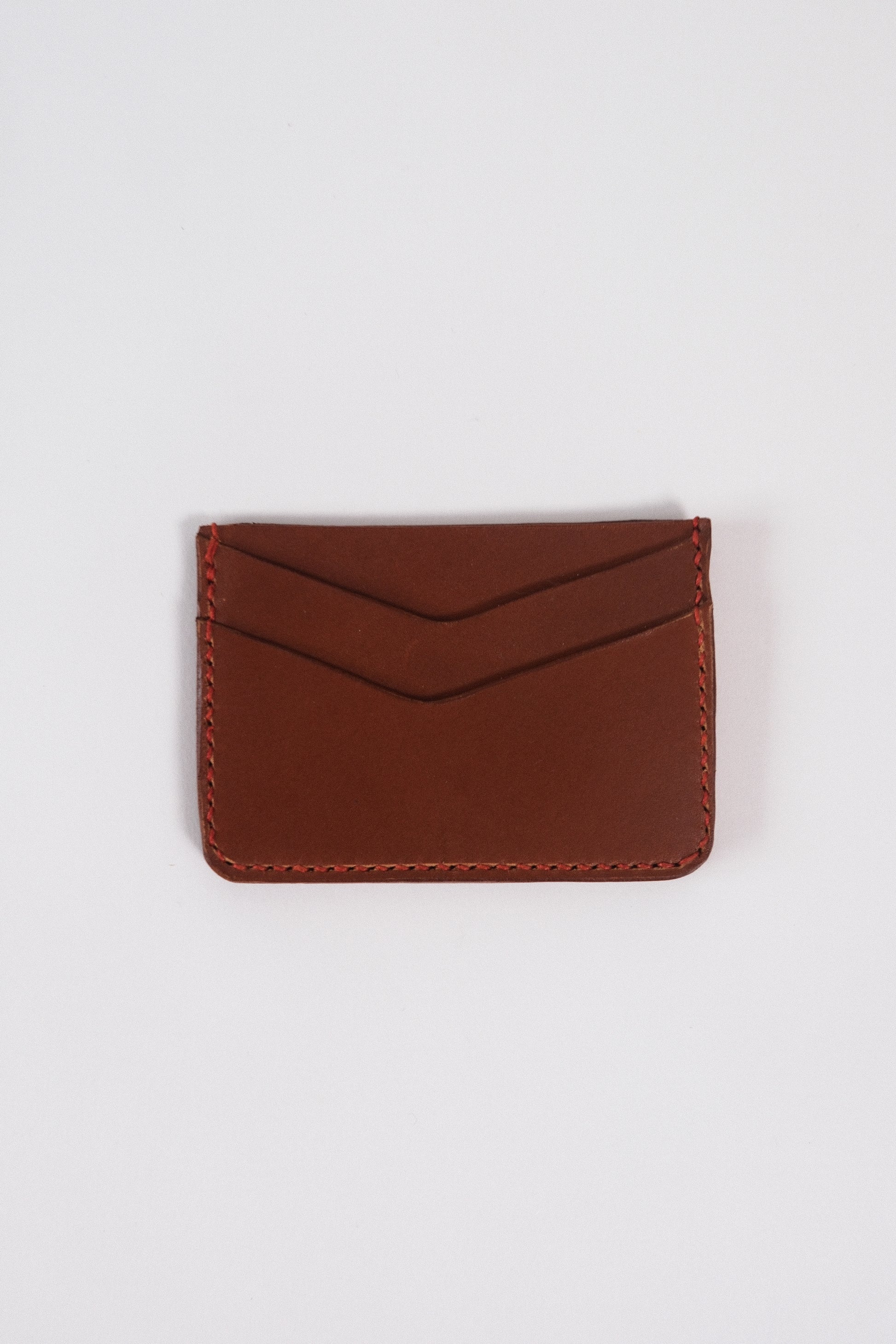 Leather Card Holder - Choc/Red