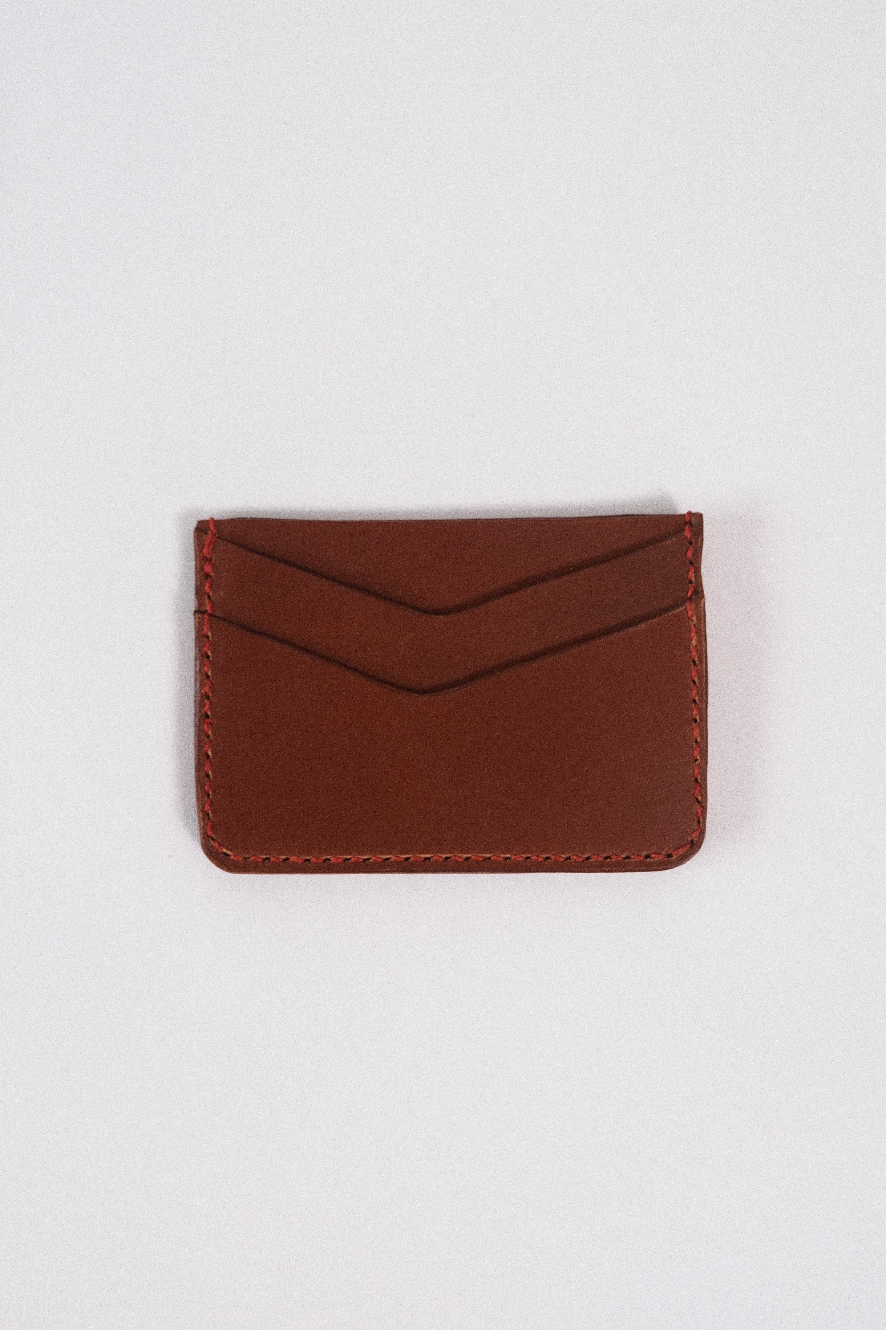 Leather Card Holder - Choc/Red