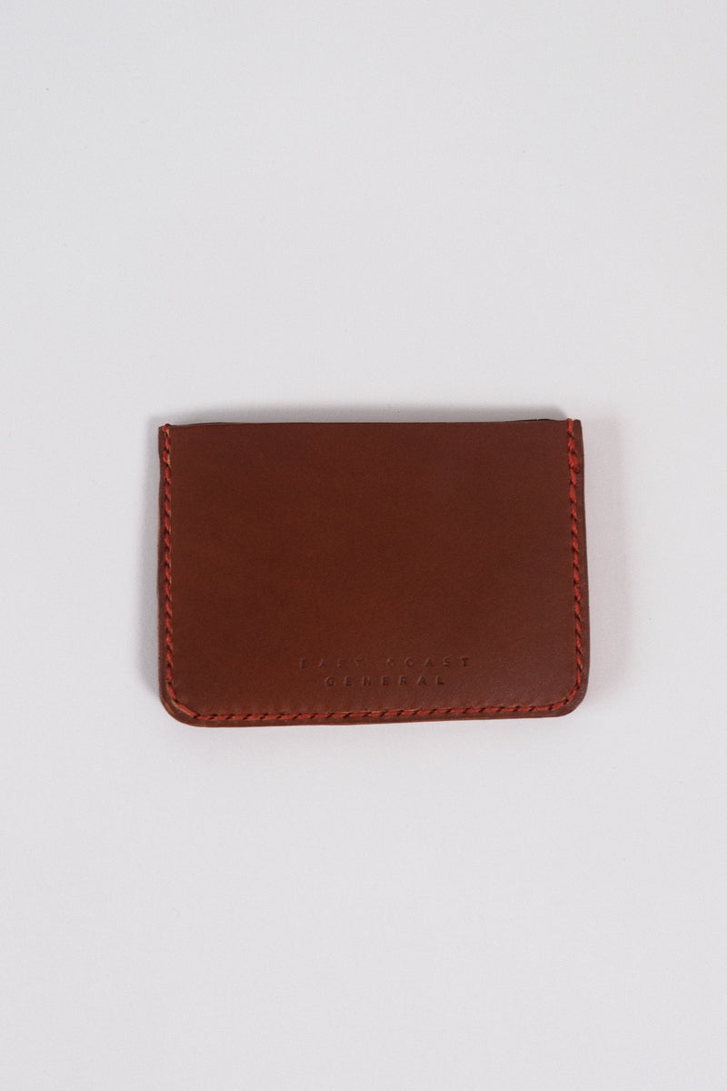 Leather Card Holder - Choc/Red