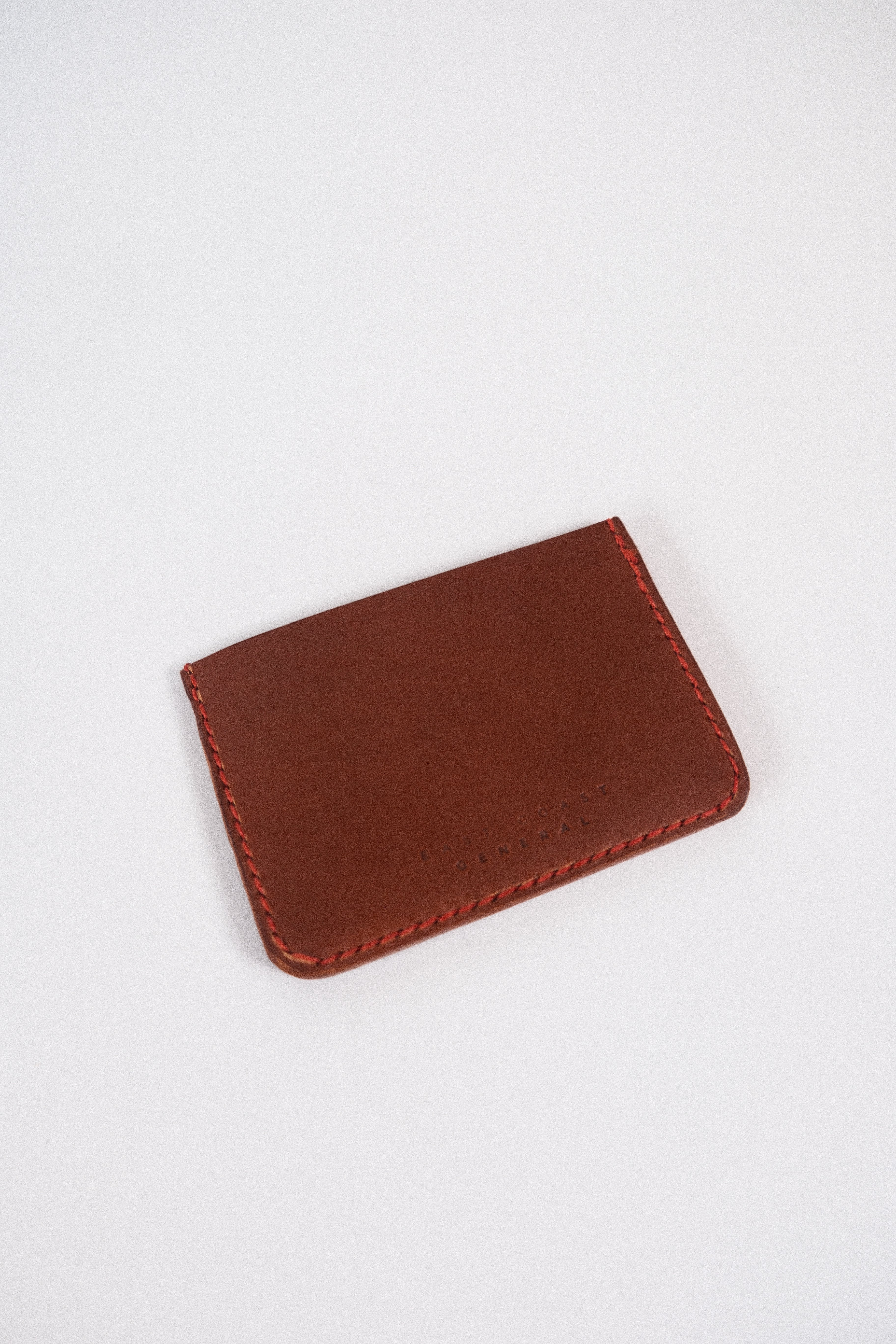 Leather Card Holder - Choc/Red