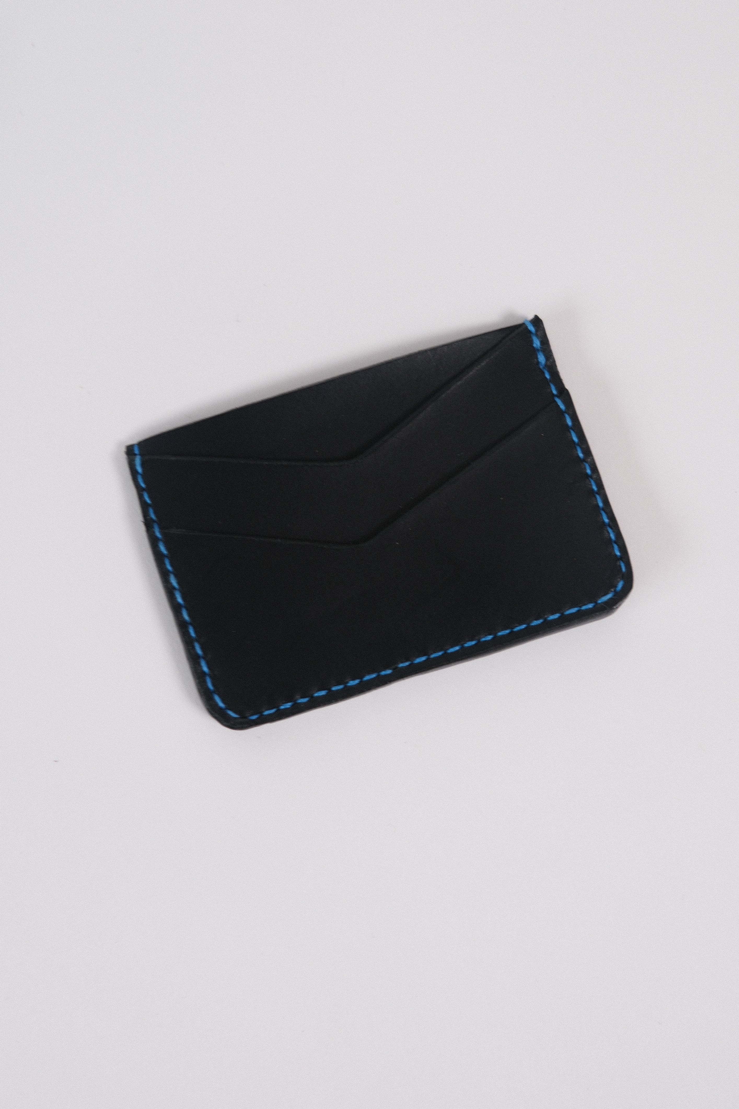 Leather Card Holder - Black/Blue