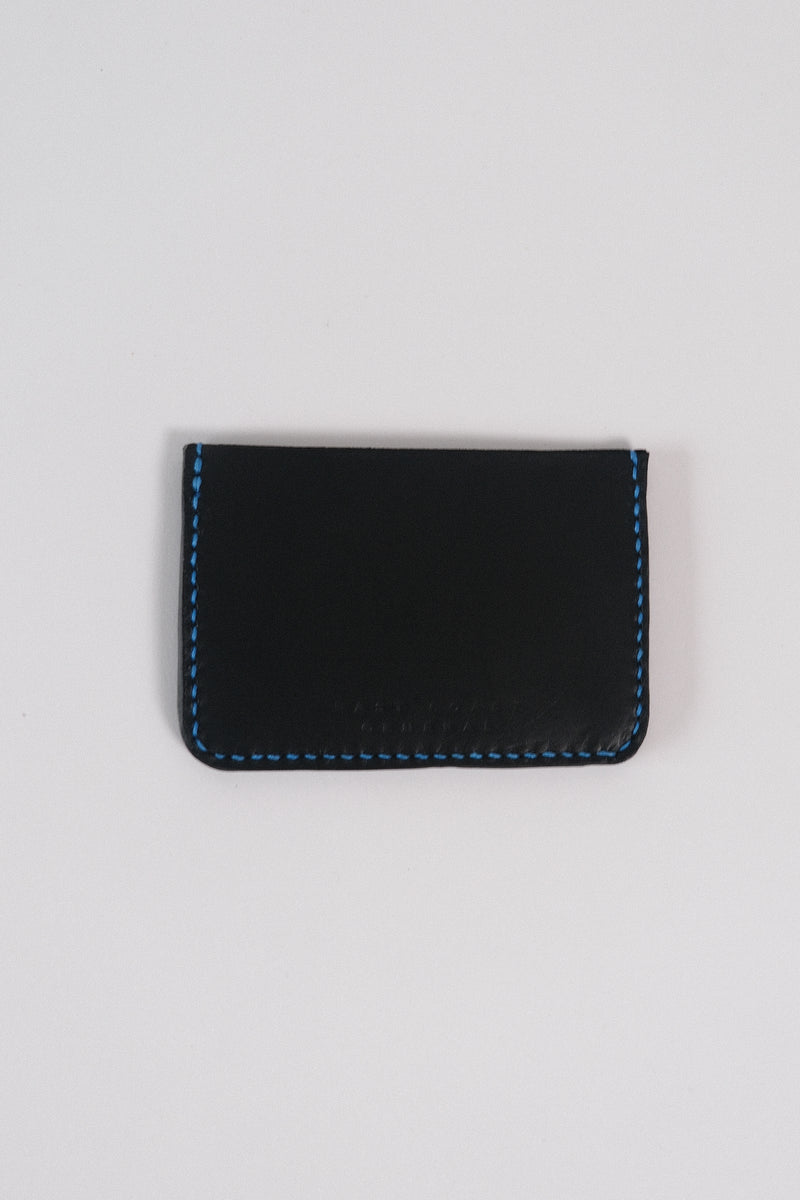 Leather Card Holder - Black/Blue