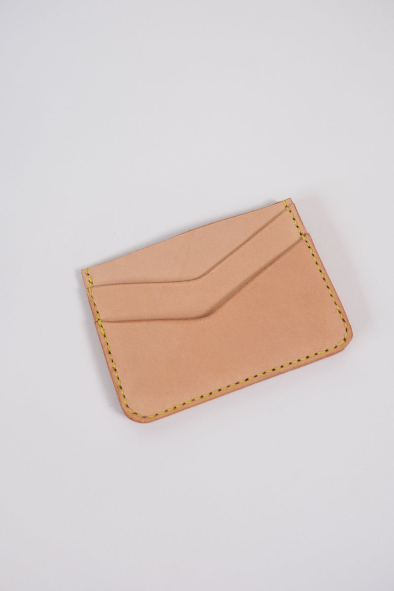 Leather Card Holder - TAN/YELLOW