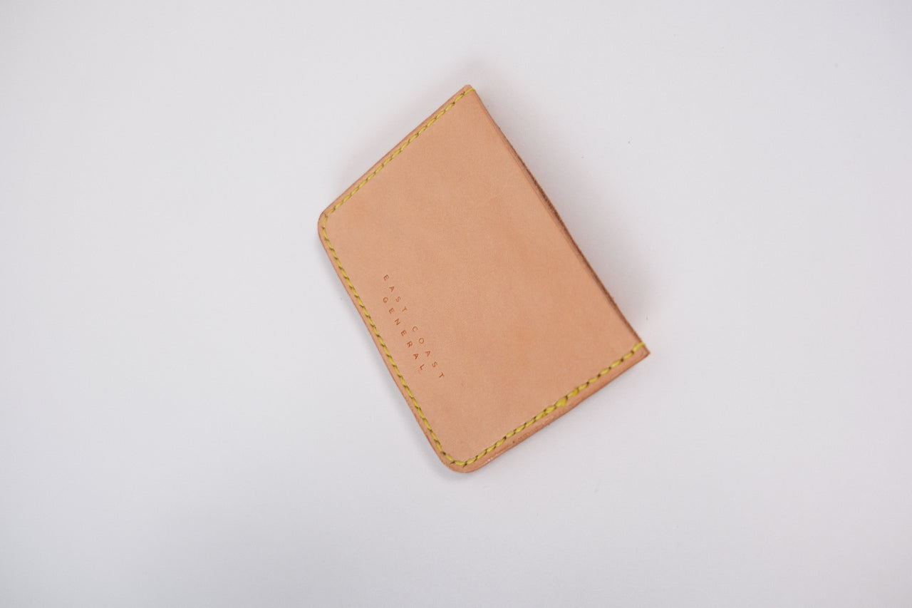 Leather Card Holder - TAN/YELLOW