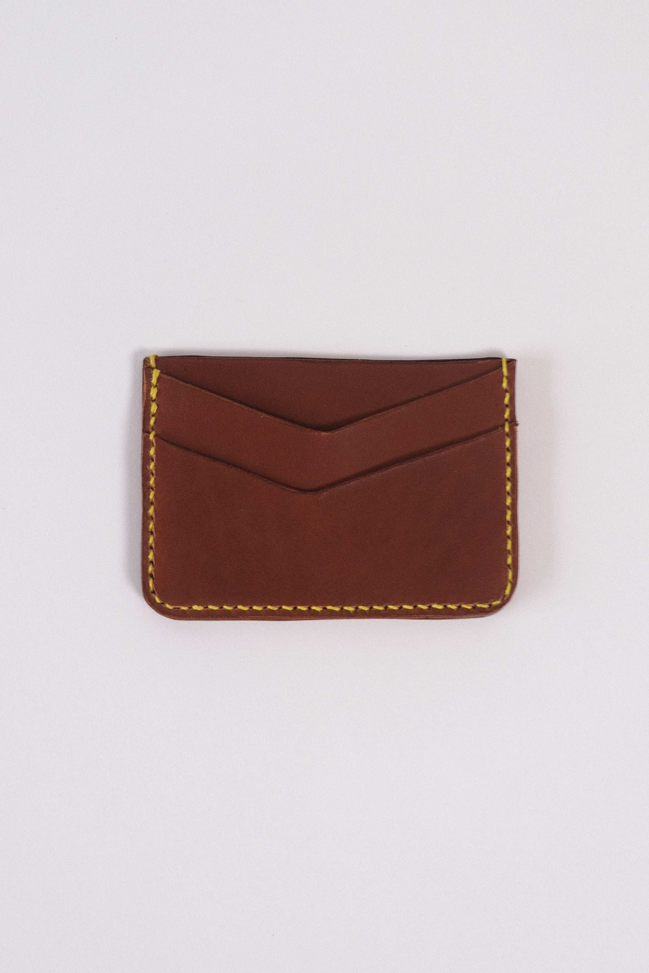 Leather Card Holder - Choc/Yellow