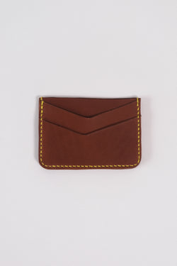 Leather Card Holder - Choc/Yellow